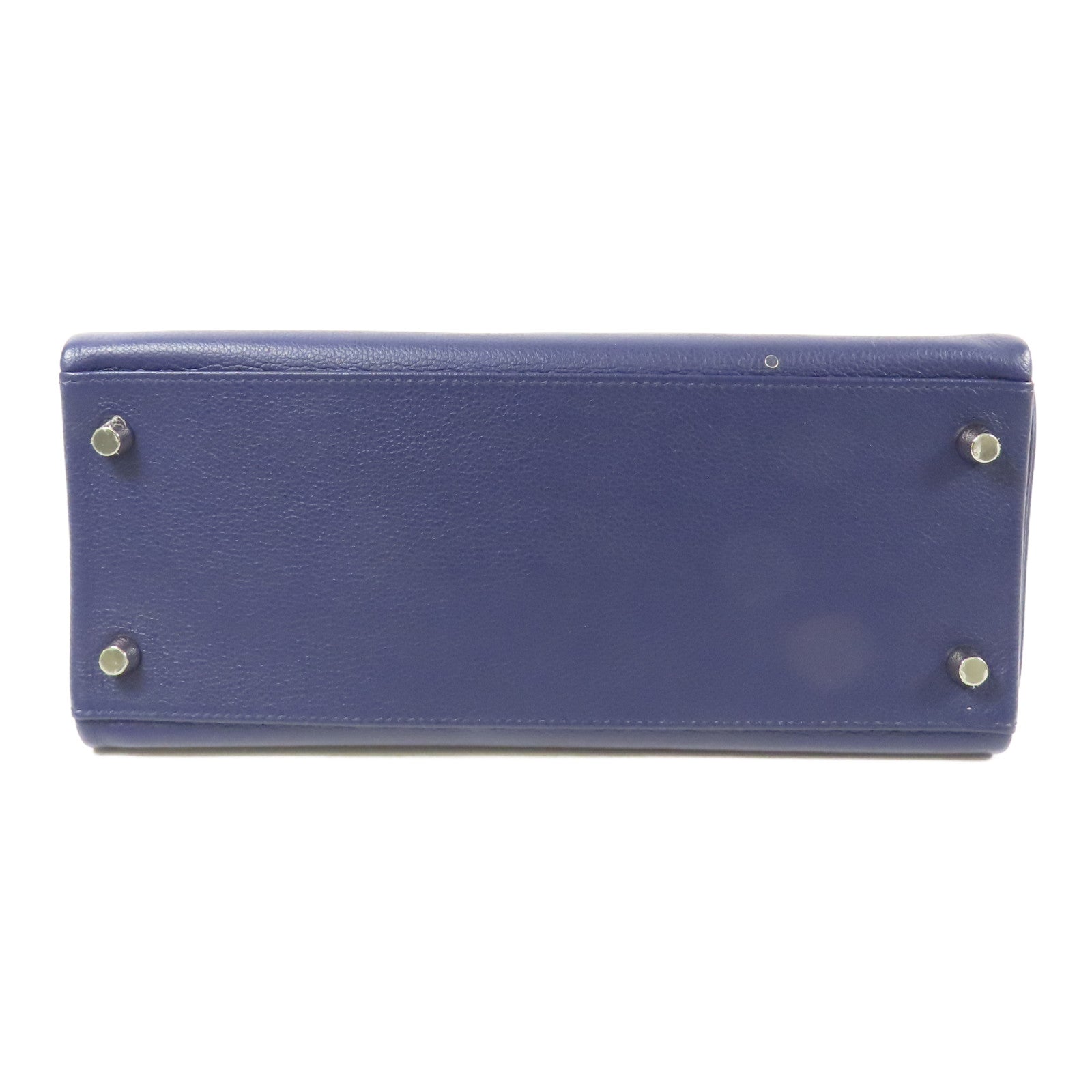 HERMES Evercolor皮革Kelly 28銀扣手挽肩背兩用袋Mauve Sylvestre