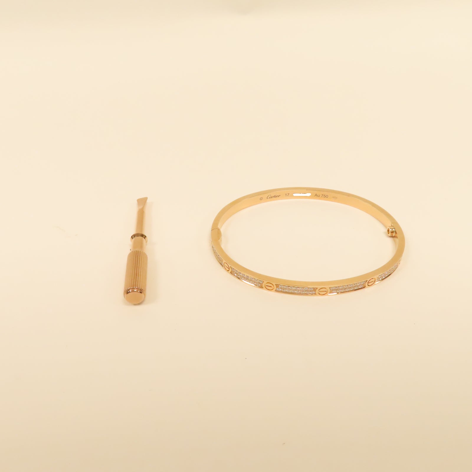 CARTIER 18K玫瑰金Diamond Love Bracelet 0.95ct鑽石手鐲#17