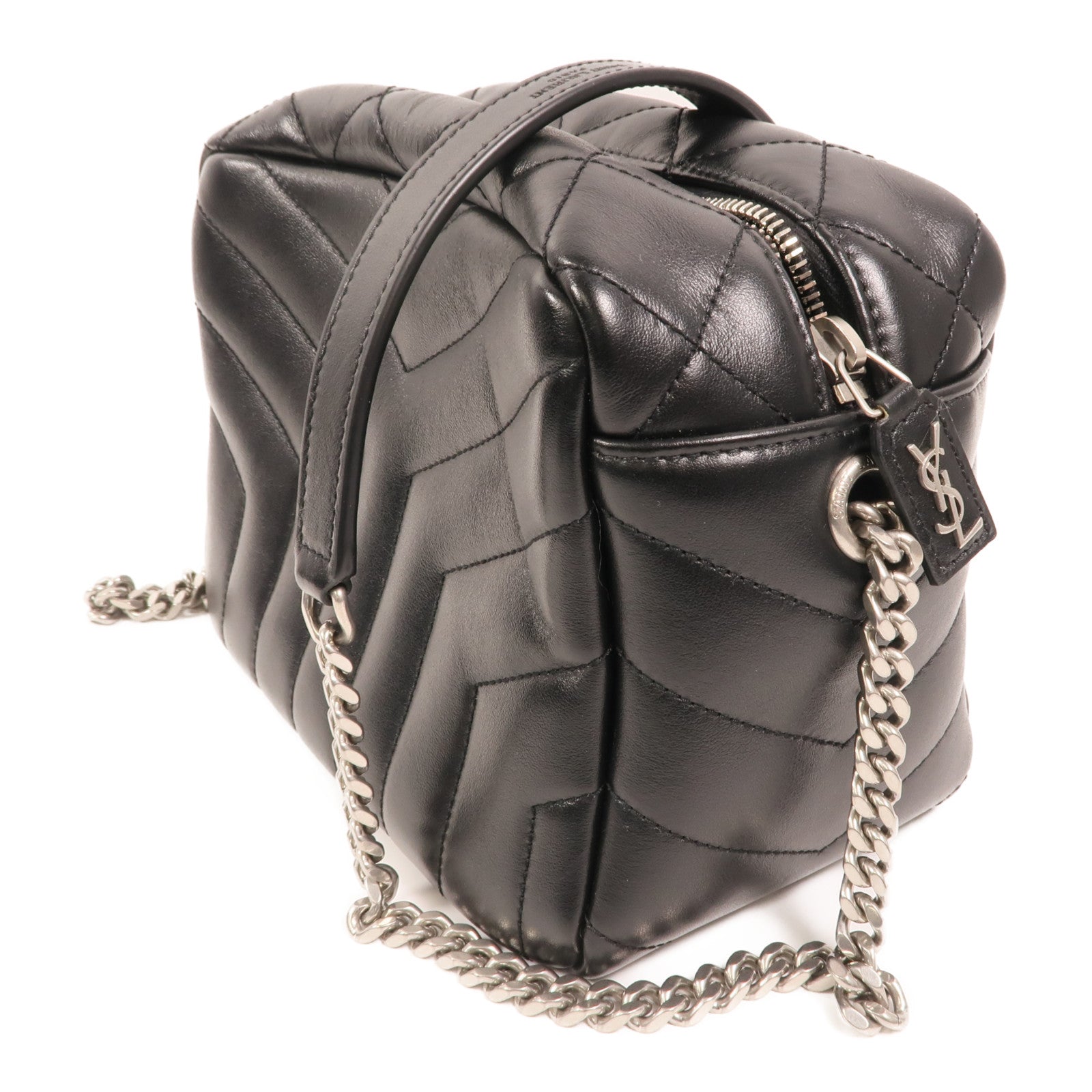 SAINT LAURENT 牛皮皮革Loulou Bag銀扣鏈帶肩背袋