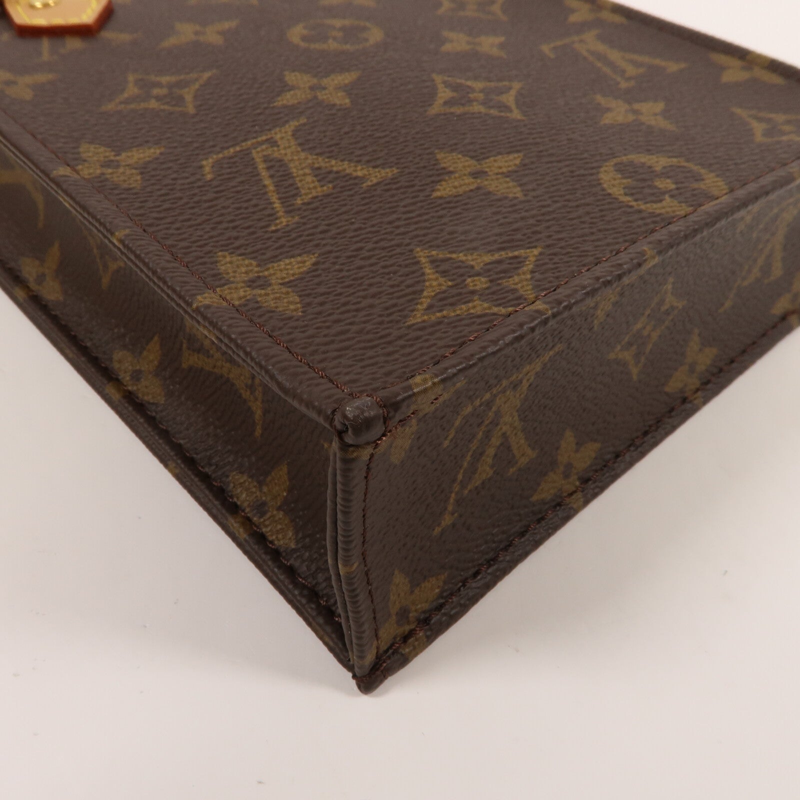 LOUIS VUITTON Monogram Petit Sac Plat金扣手挽肩背兩用袋