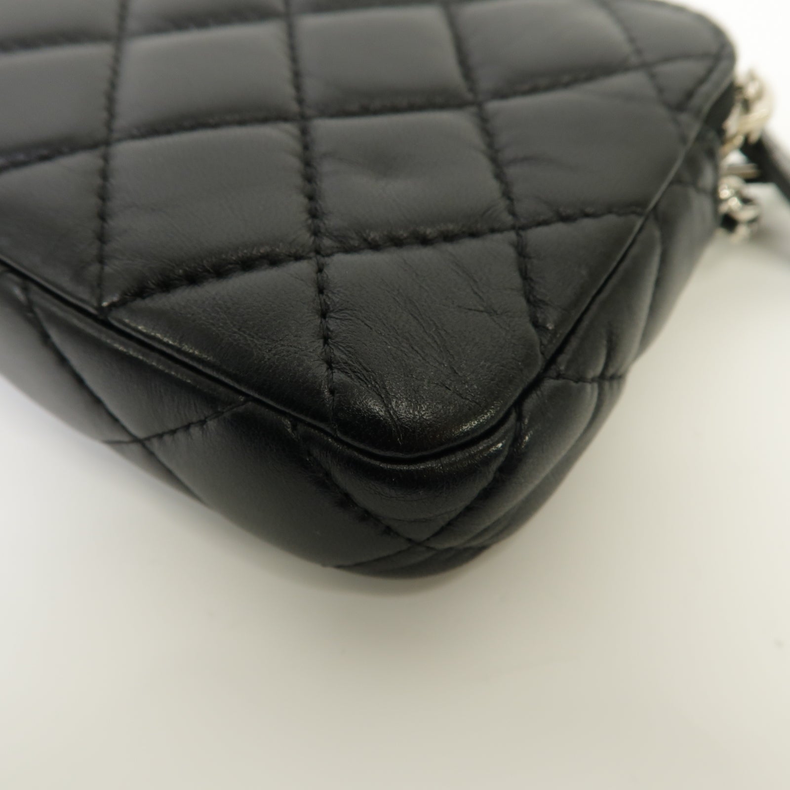 CHANEL 【激減優惠】菱格羊皮皮革Chain Shoulder Bag銀扣鏈帶肩背袋黒色