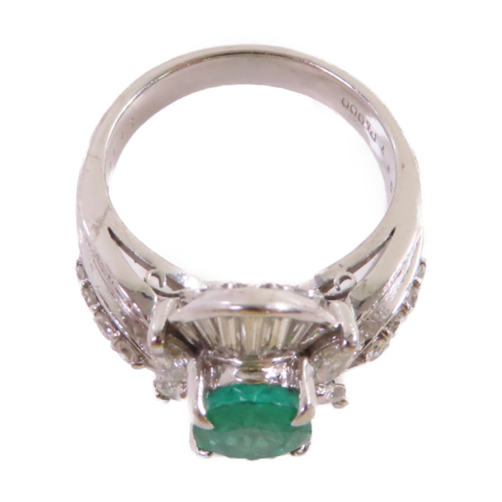 JEWELRY 【激減優惠】PT900鉑金/1.27ct綠寶石/1.13ct鑽石Emerald Diamond Ring戒指US#5.75