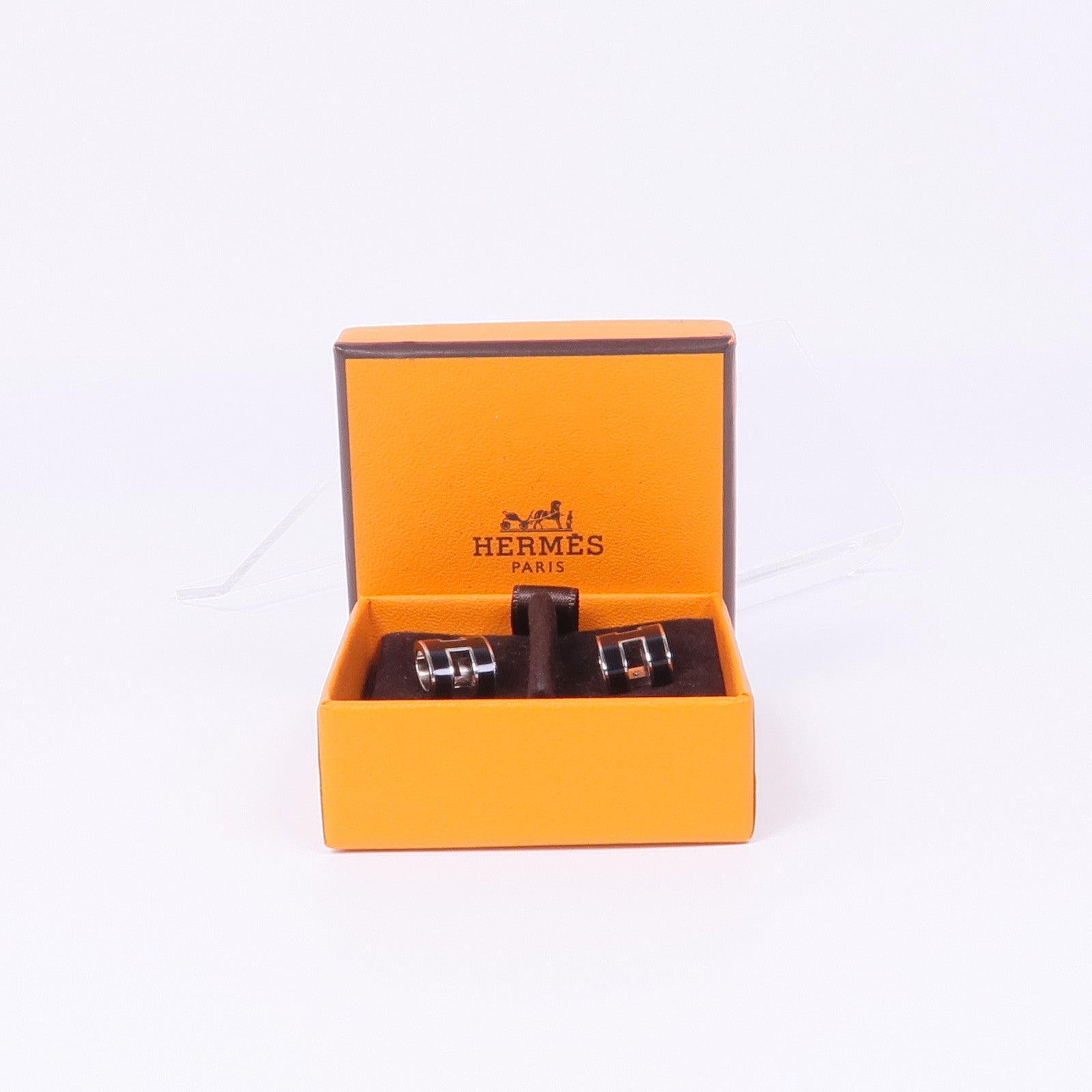 HERMES 金屬Pop H Earrings耳環Noir