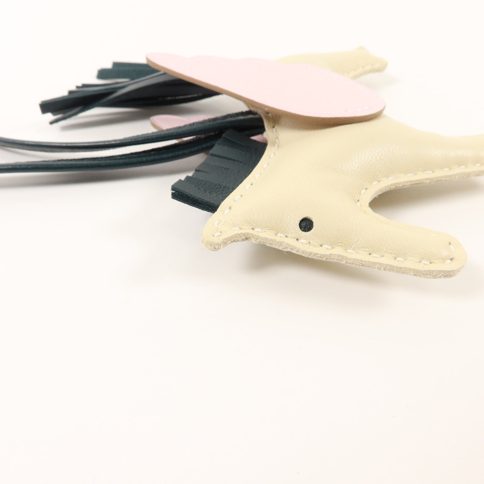HERMES Milo皮革/Swift皮革Rodeo Pegase PM掛飾Craie/Vert Cypres/Mauve Sylvestre