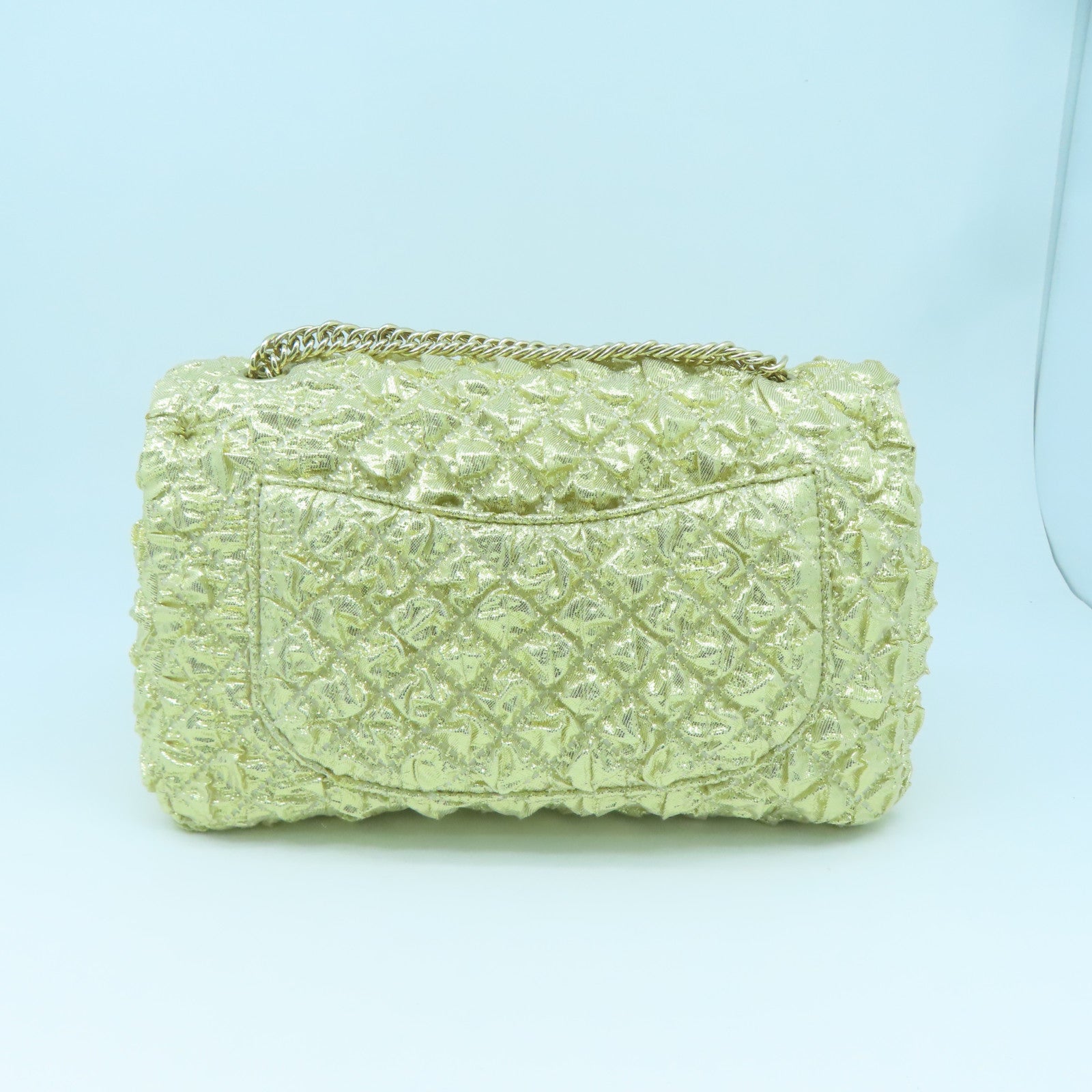 CHANEL 【清倉大減價】菱格帆布Classic 23cm金扣鏈帶肩背袋金色
