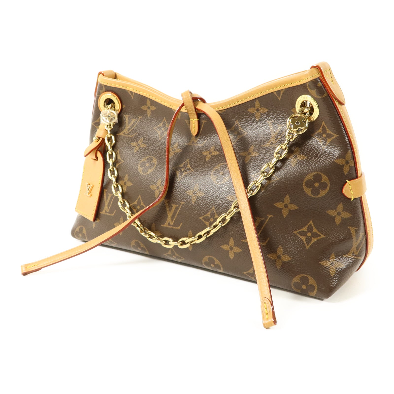 LOUIS VUITTON Monogram Carry All BB金扣鏈帶肩背袋