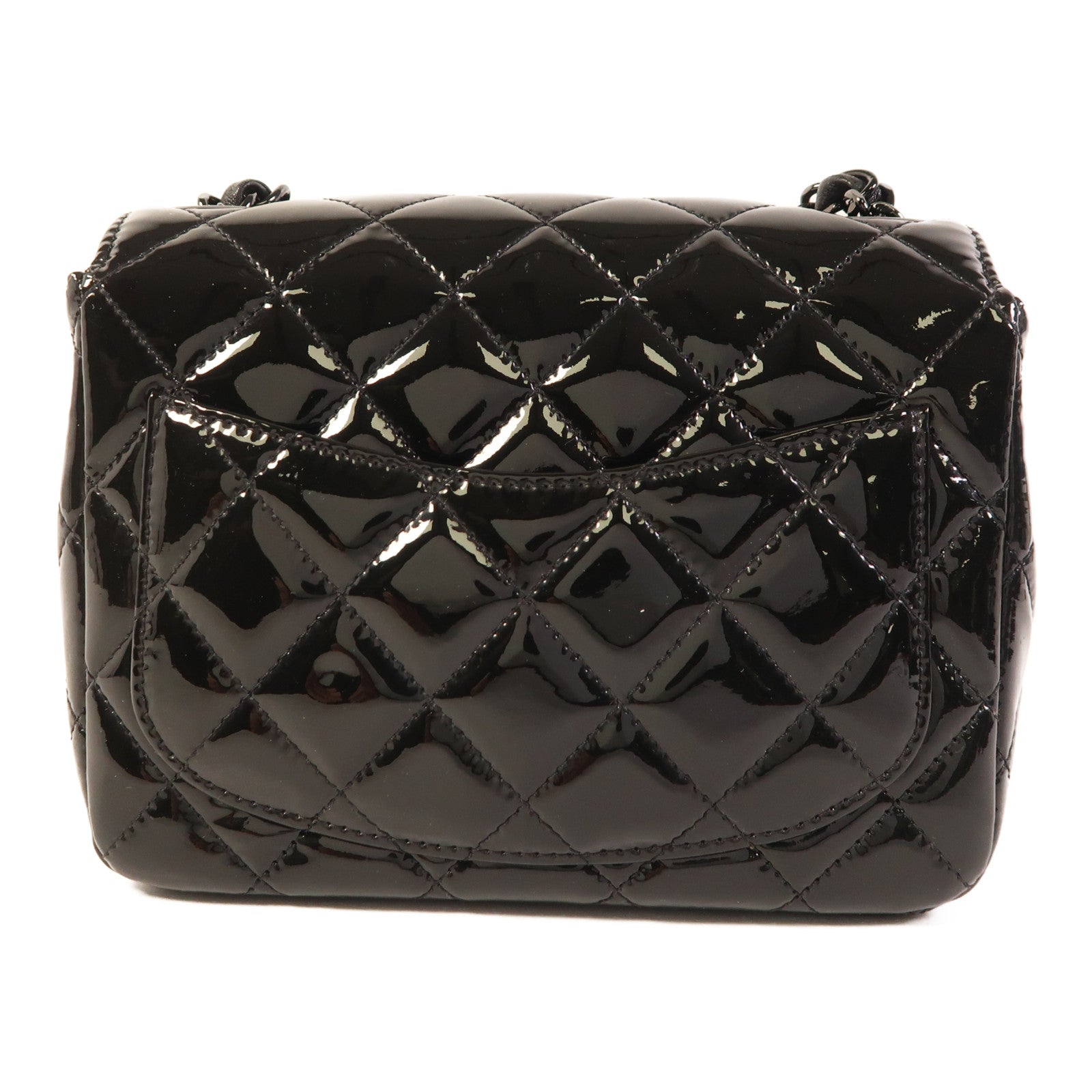 CHANEL 【激減優惠】漆皮皮革Classic 17 So Black鏈帶肩背袋