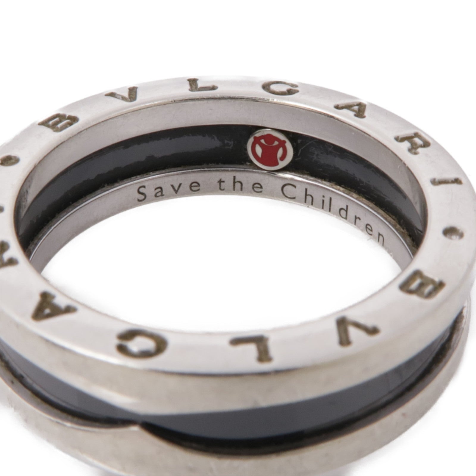 BVLGARI 925純銀/陶瓷Save The Children Ring戒指Bvlgari#61/US#9