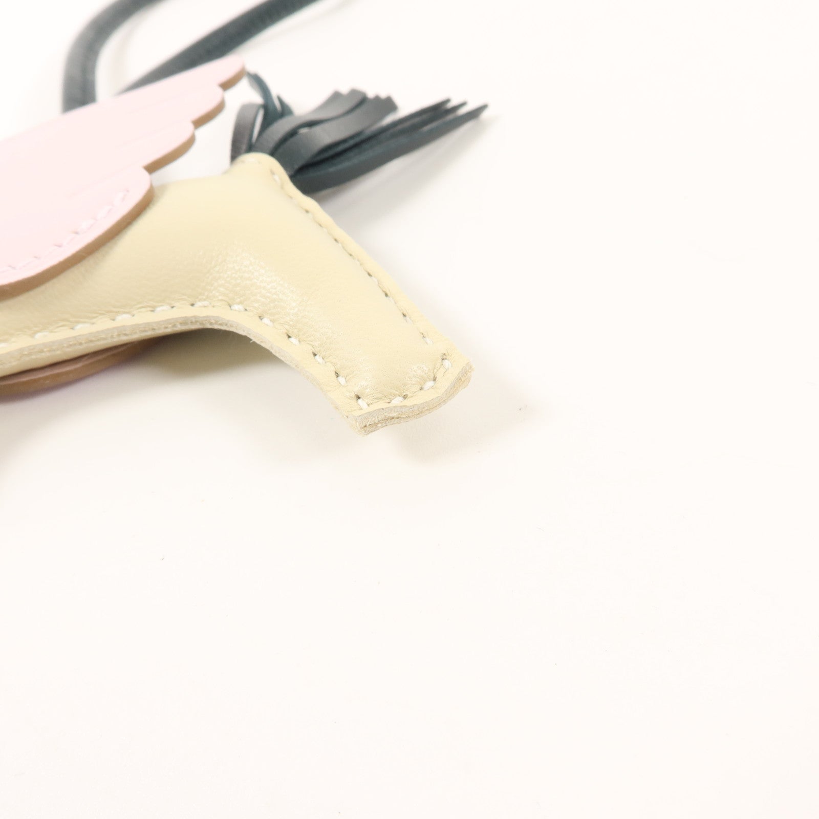 HERMES Milo皮革/Swift皮革Rodeo Pegase PM掛飾Craie/Vert Cypres/Mauve Sylvestre