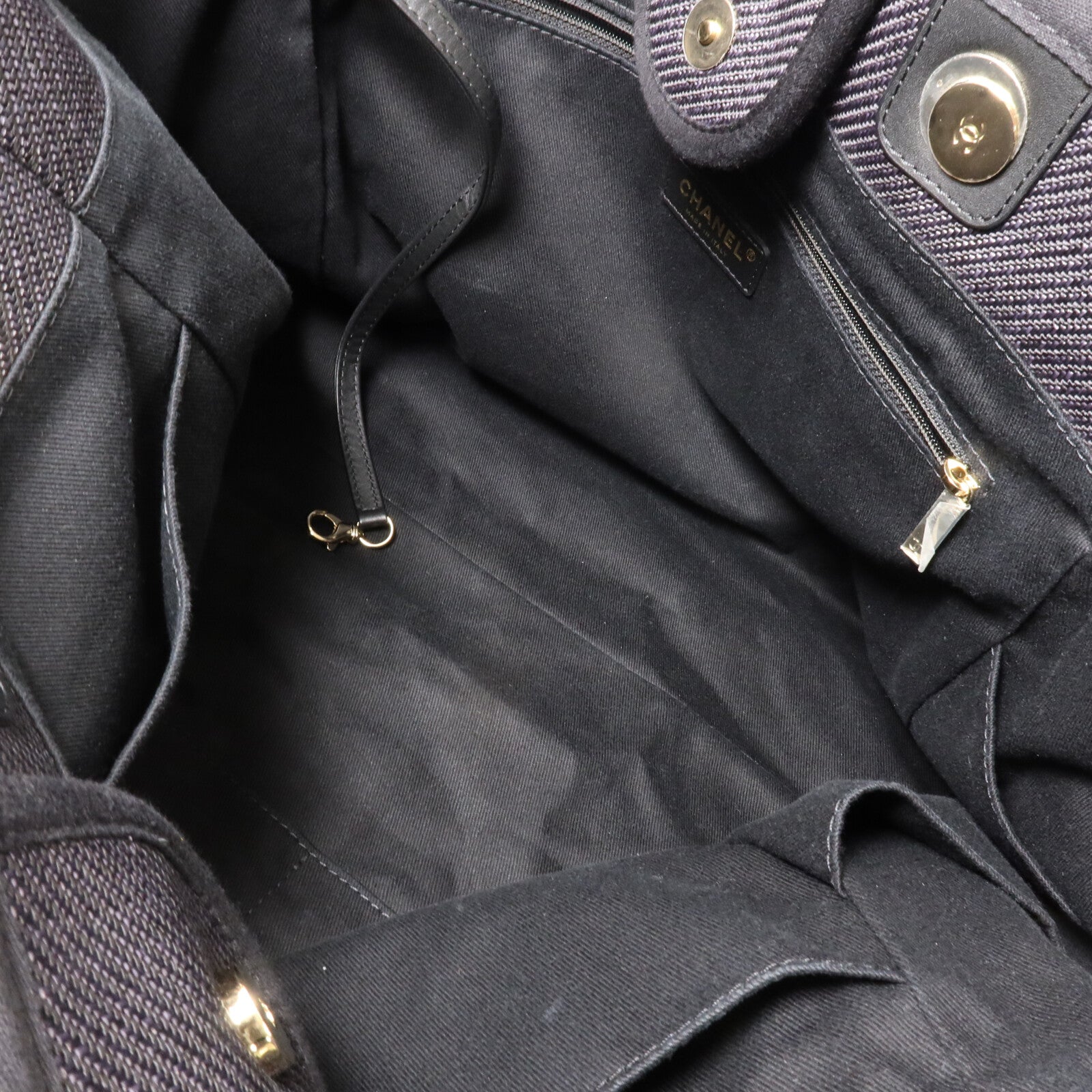 CHANEL 帆布Deauville Tote鏈帶手挽肩背兩用袋