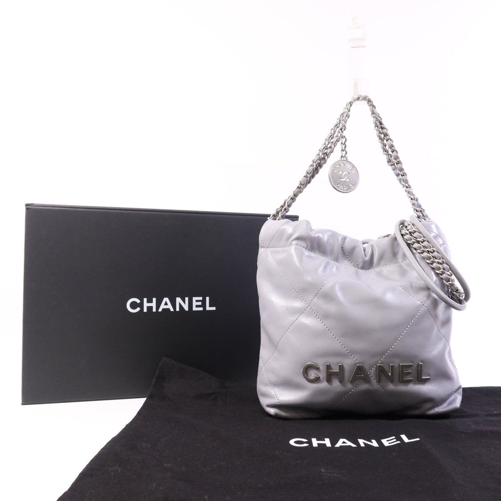 CHANEL 牛皮皮革C22 Mini金扣手挽肩背兩用袋