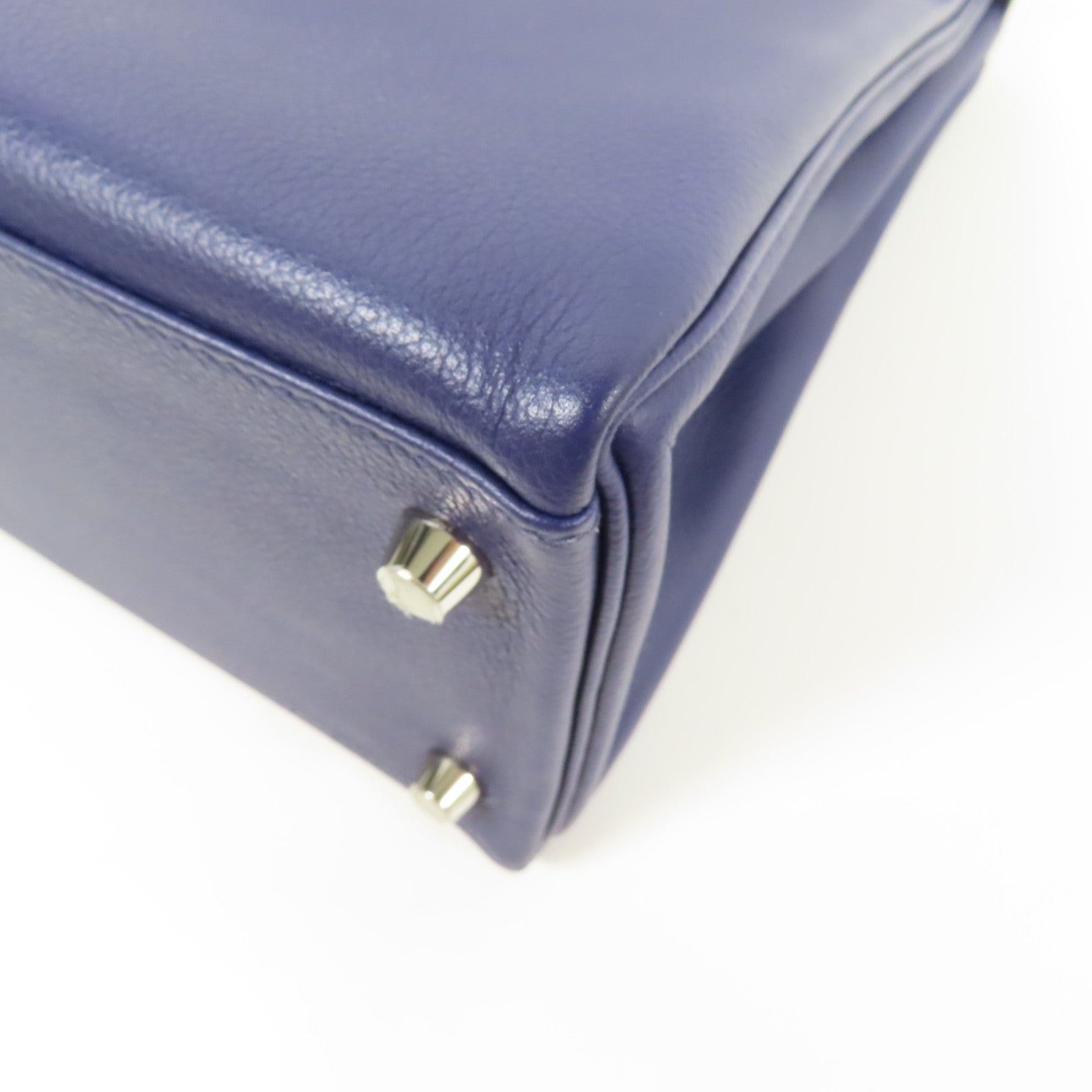 HERMES Evercolor皮革Kelly 28銀扣手挽肩背兩用袋Mauve Sylvestre