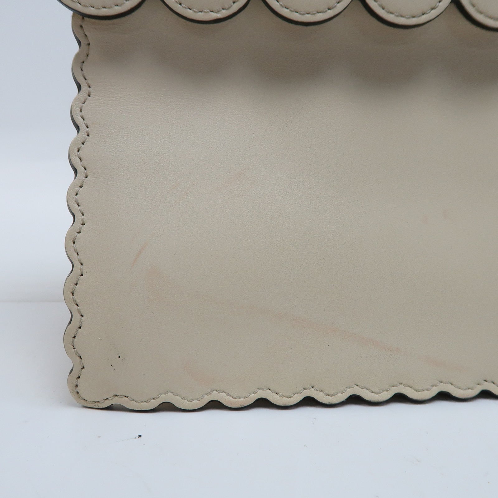 FENDI 【激減優惠】牛皮皮革Chain Shoulder金扣手挽肩背兩用袋米色