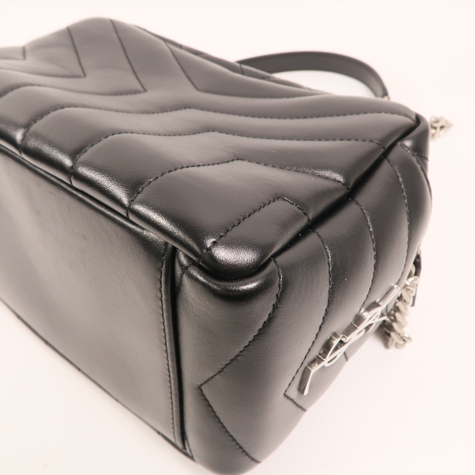 SAINT LAURENT 牛皮皮革Loulou Bag銀扣鏈帶肩背袋