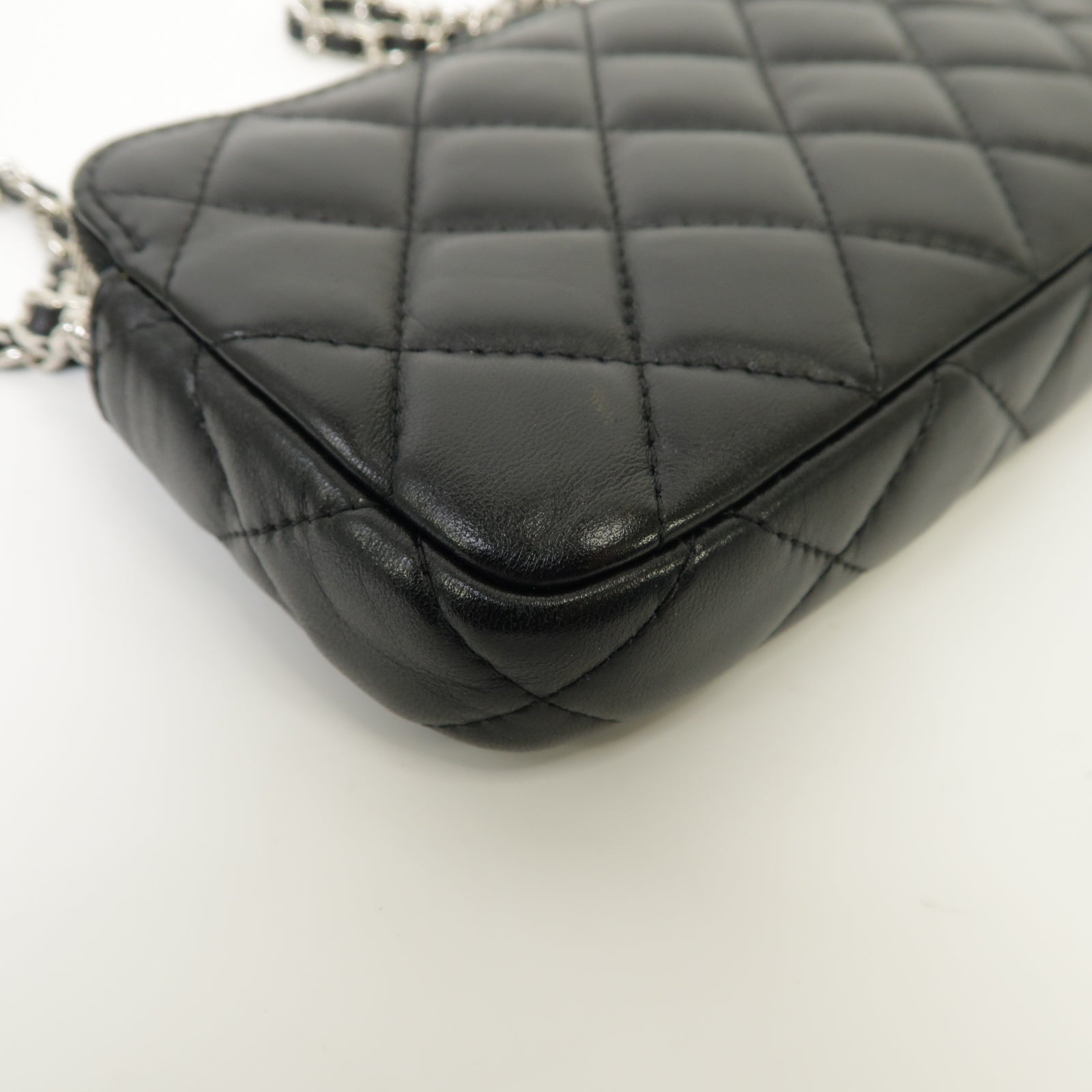 CHANEL 【激減優惠】菱格羊皮皮革Chain Shoulder Bag銀扣鏈帶肩背袋黒色