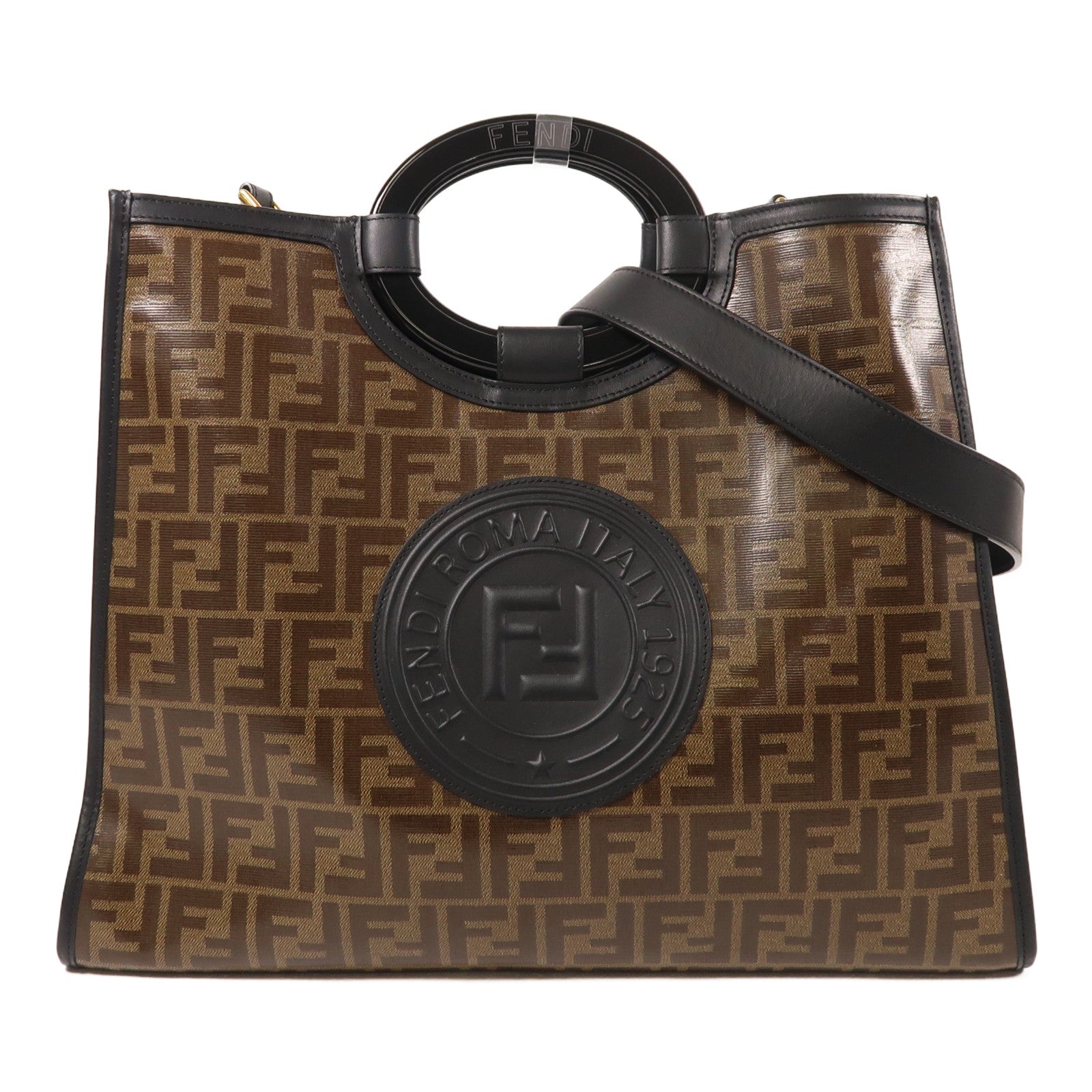 FENDI 塗層帆布Runaway Shopping金扣手挽肩背兩用袋