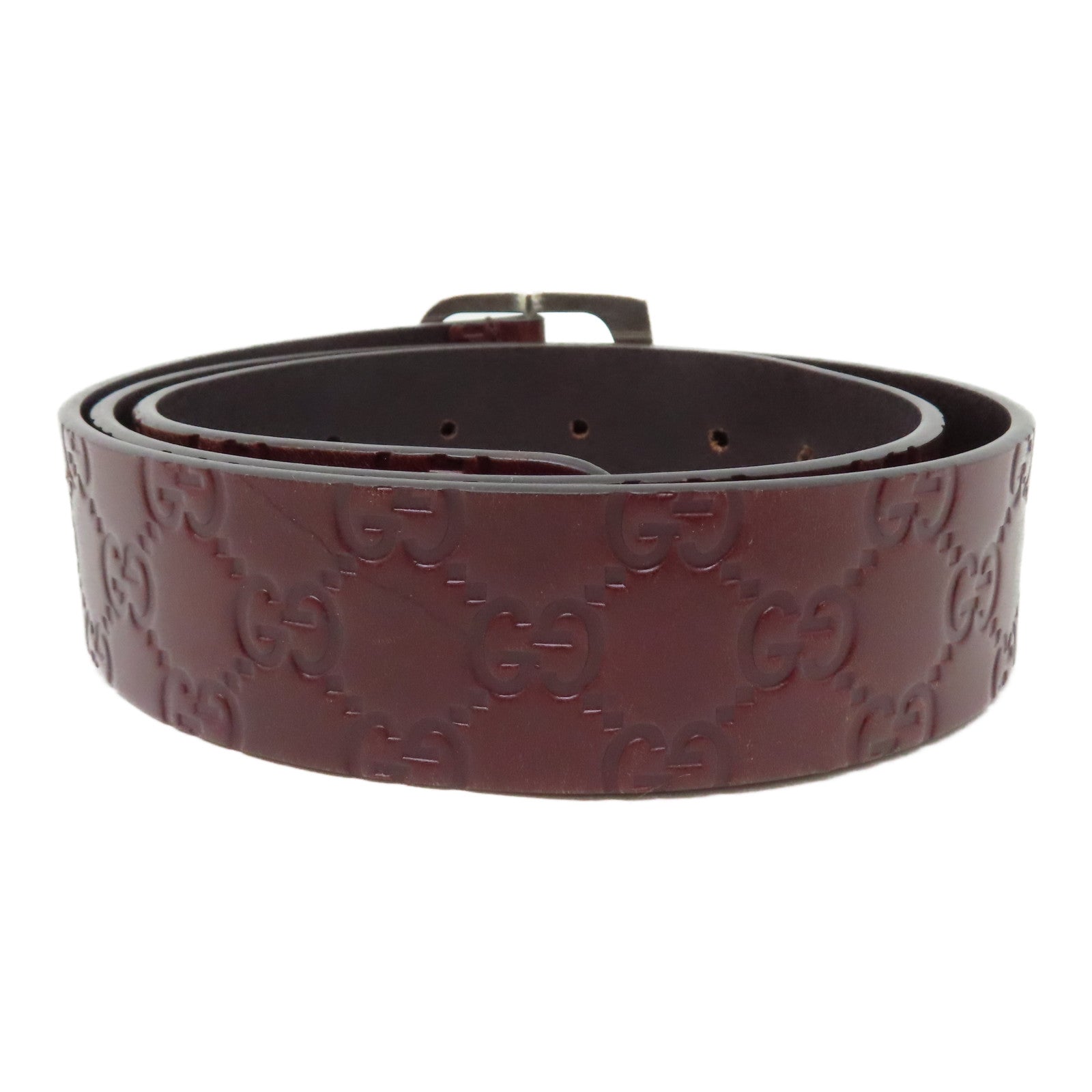 GUCCI 牛皮皮革Belt銀扣皮帶紅色