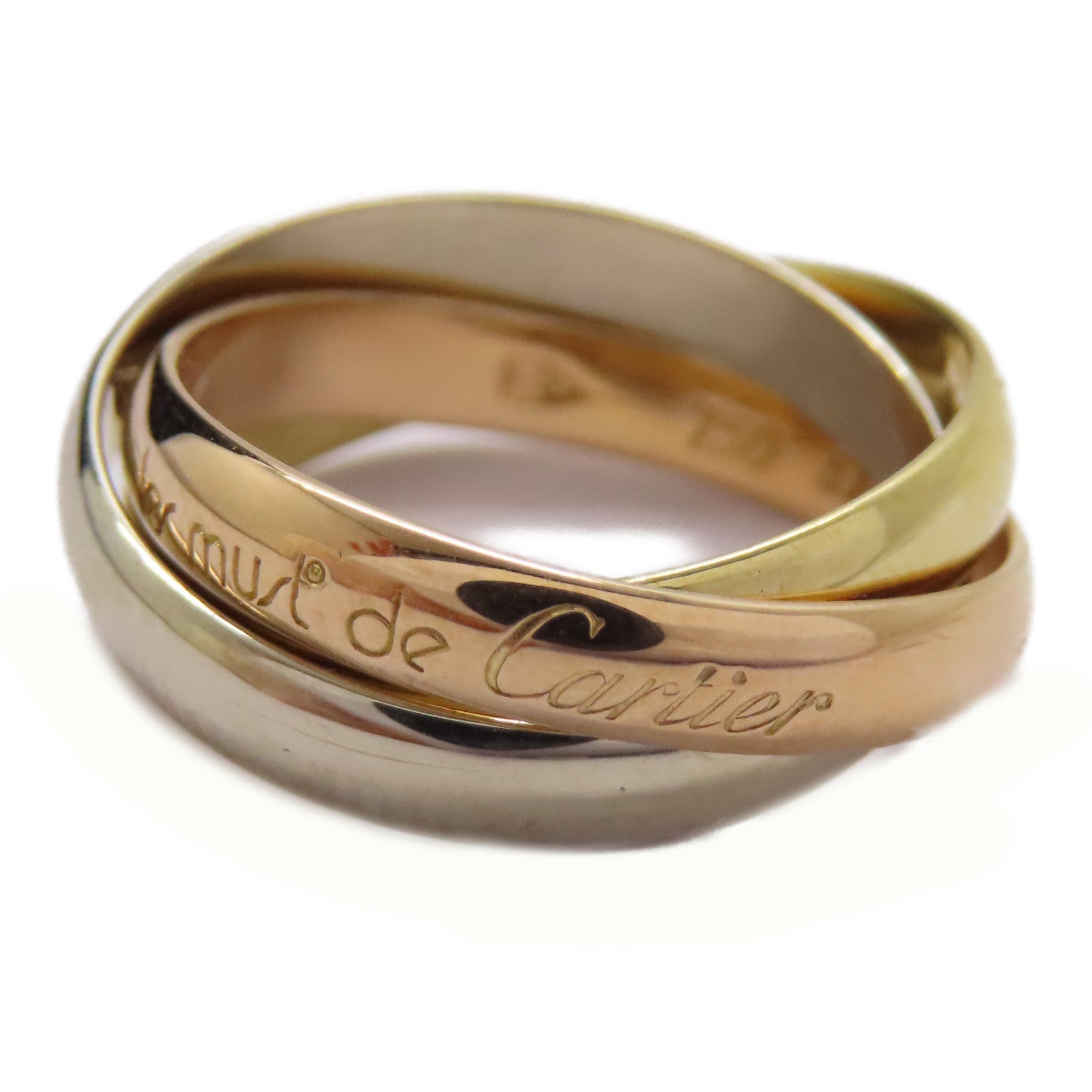 CARTIER 18K黃金/白金/玫瑰金Trinity Ring戒指US#5.75/Cartier#51