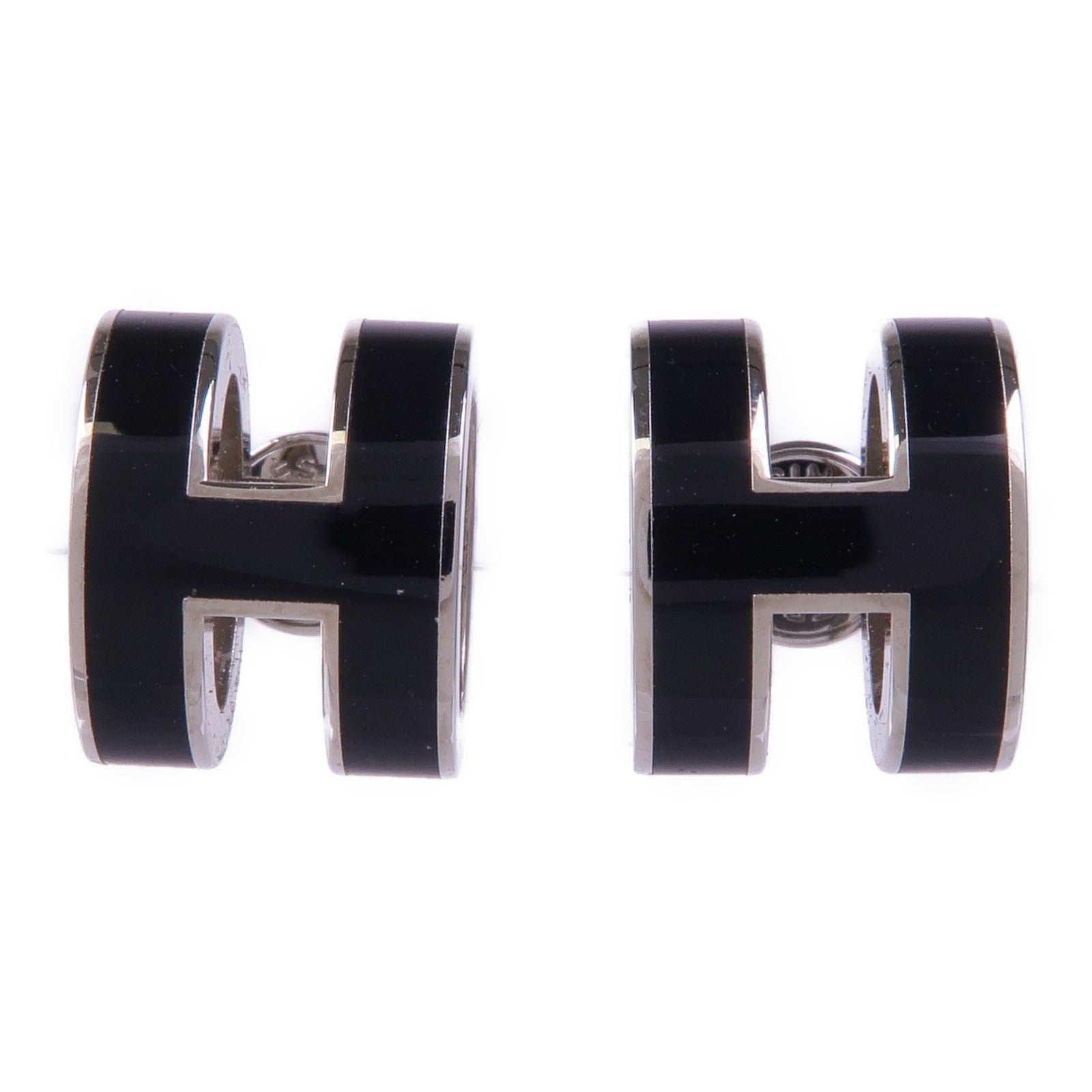 HERMES 金屬Pop H Earrings耳環Noir