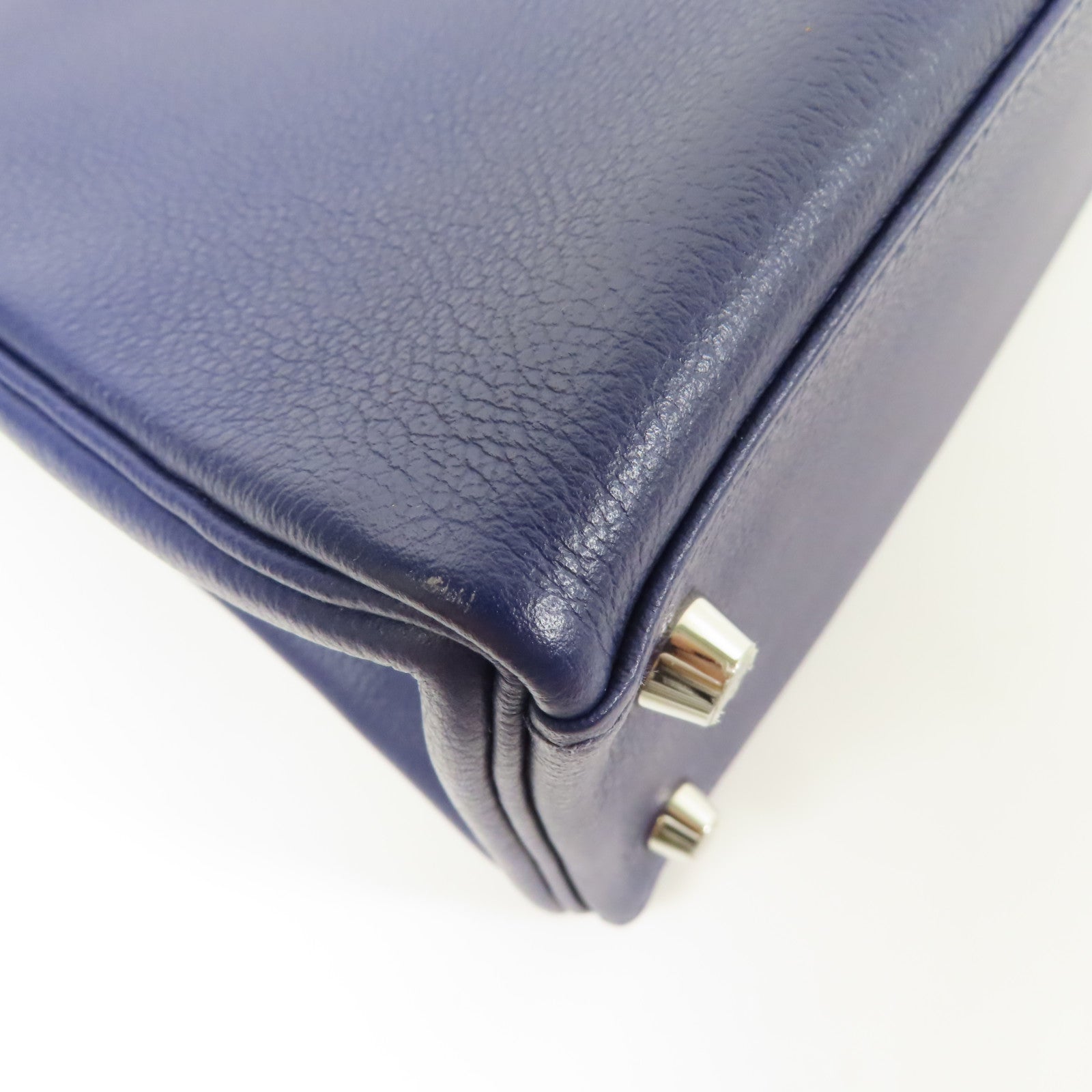 HERMES Evercolor皮革Kelly 28銀扣手挽肩背兩用袋Mauve Sylvestre