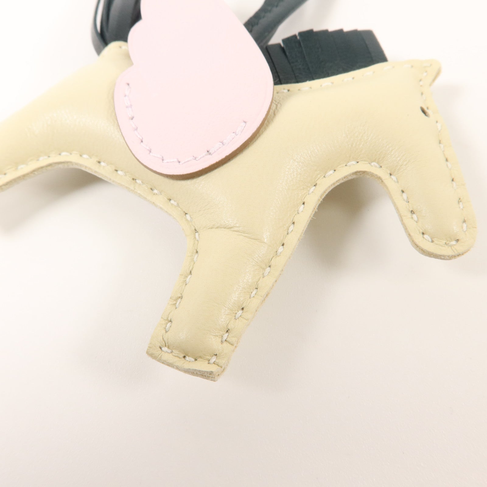 HERMES Milo皮革/Swift皮革Rodeo Pegase PM掛飾Craie/Vert Cypres/Mauve Sylvestre
