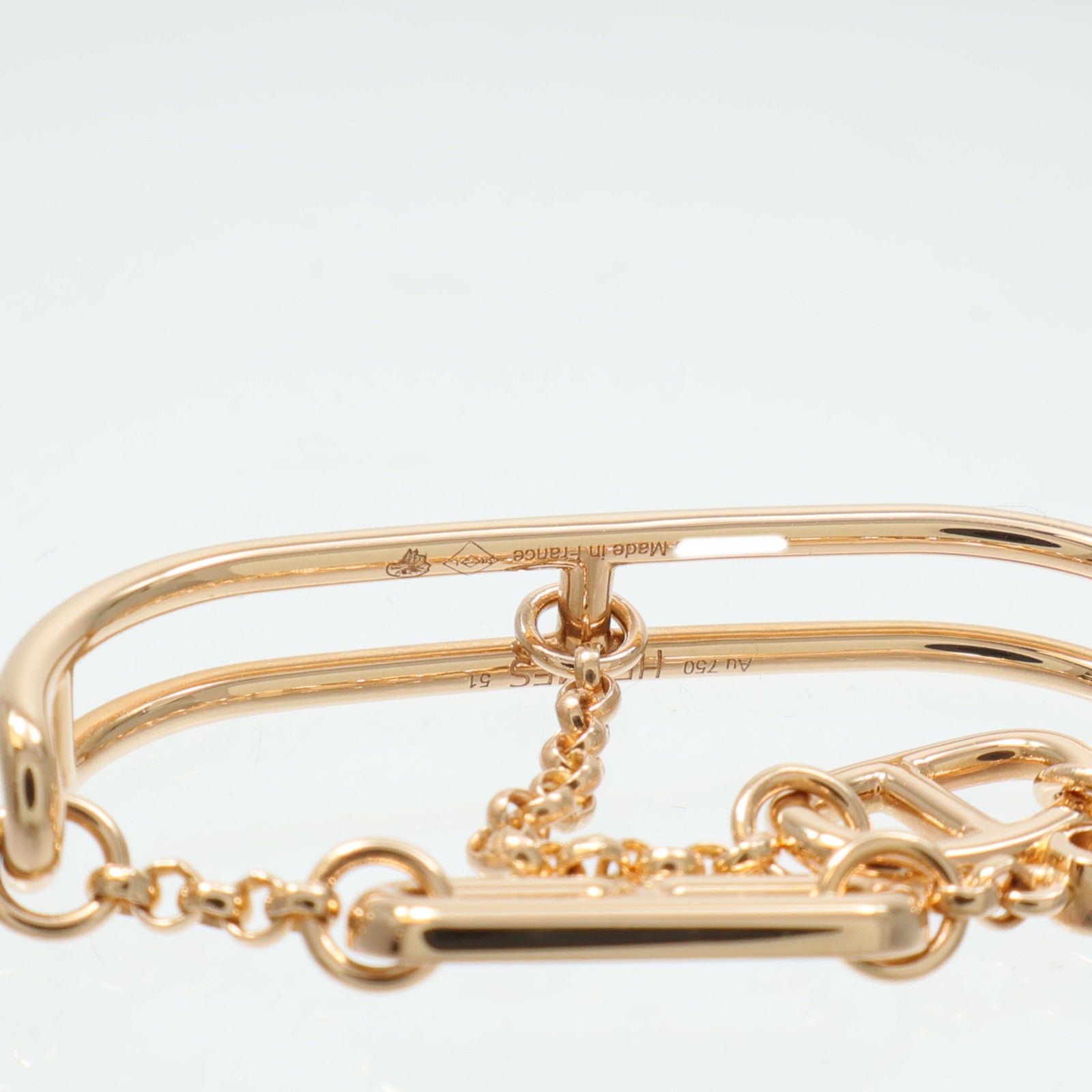 HERMES 18K玫瑰金Chaine D'Ancre Chaos Double Ring鑽石戒指