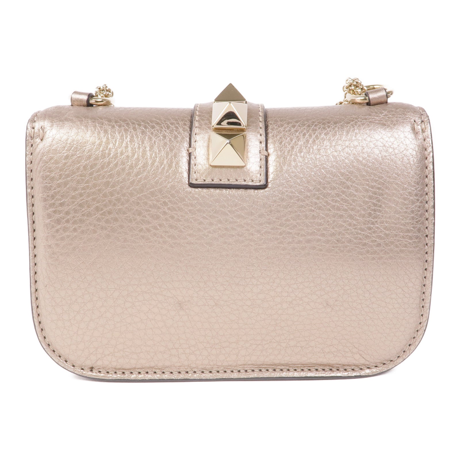 Valentino 牛皮皮革Chain Shoulder金扣鏈帶肩背袋