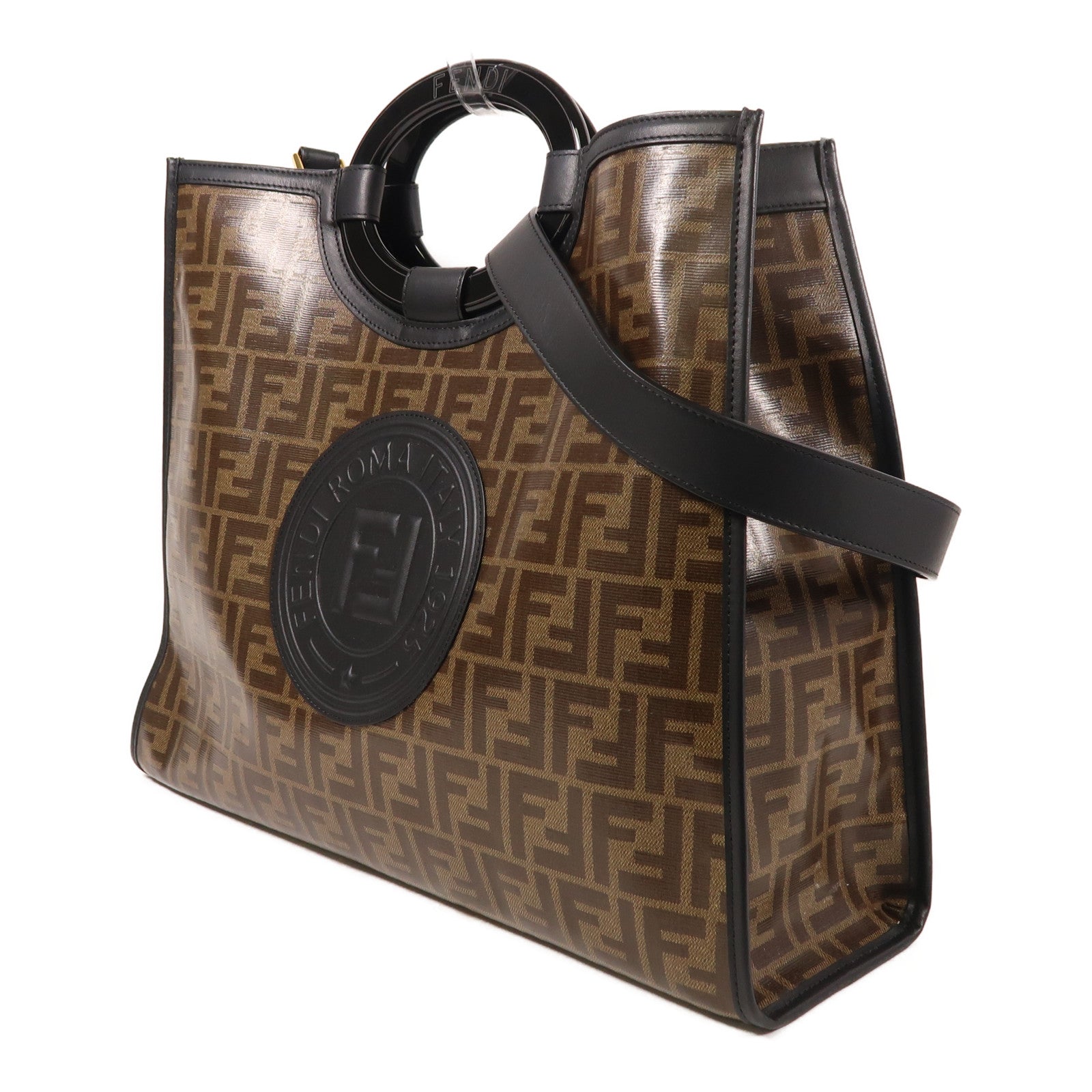 FENDI 塗層帆布Runaway Shopping金扣手挽肩背兩用袋