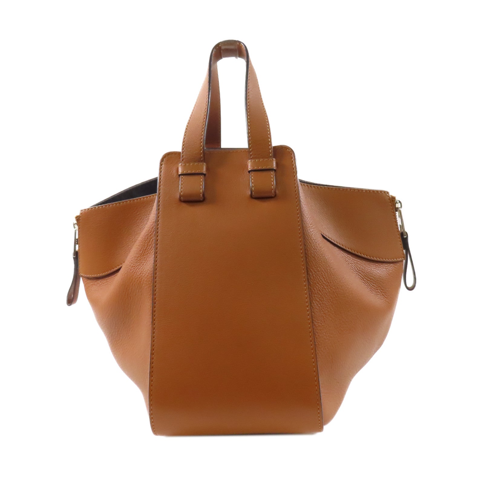 LOEWE 牛皮皮革Hammock銀扣手挽肩背兩用袋啡色