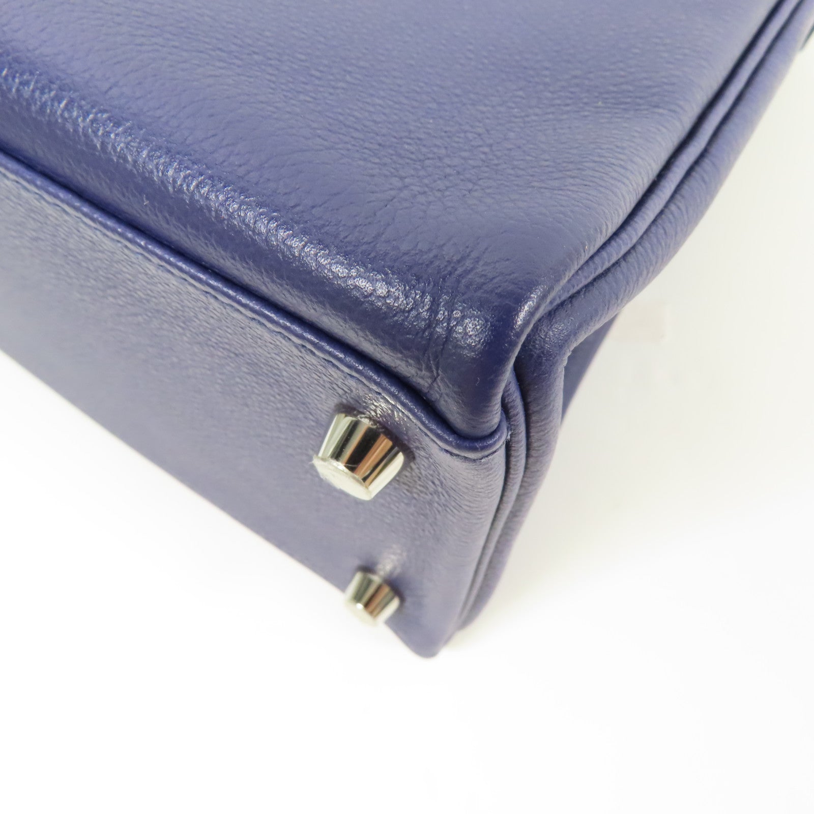 HERMES Evercolor皮革Kelly 28銀扣手挽肩背兩用袋Mauve Sylvestre