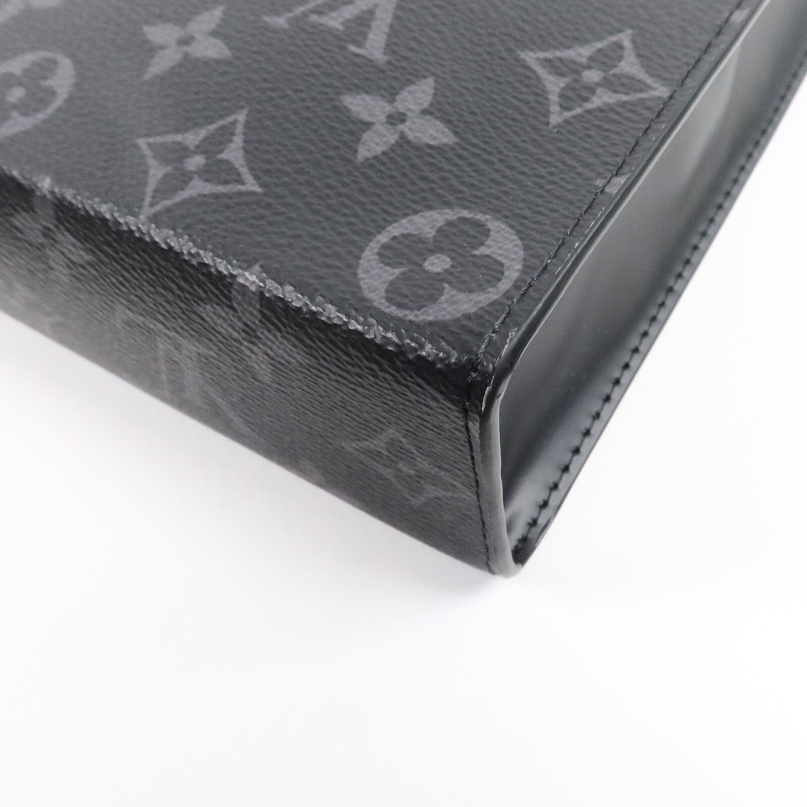 LOUIS VUITTON Monogram Eclipse Pochette Voyage MM銀扣手拿包