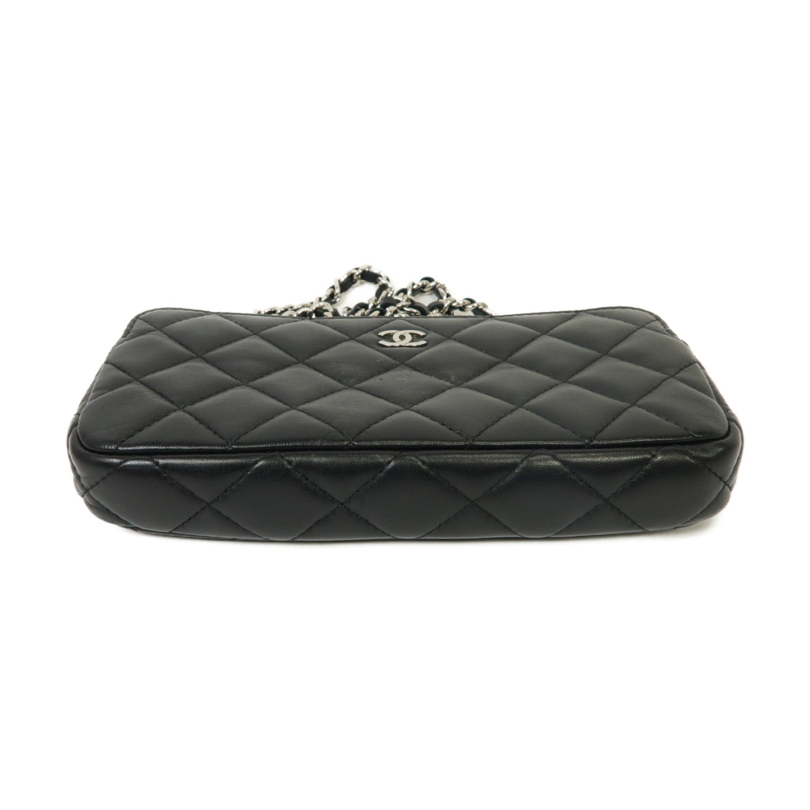 CHANEL 【激減優惠】菱格羊皮皮革Chain Shoulder Bag銀扣鏈帶肩背袋黒色