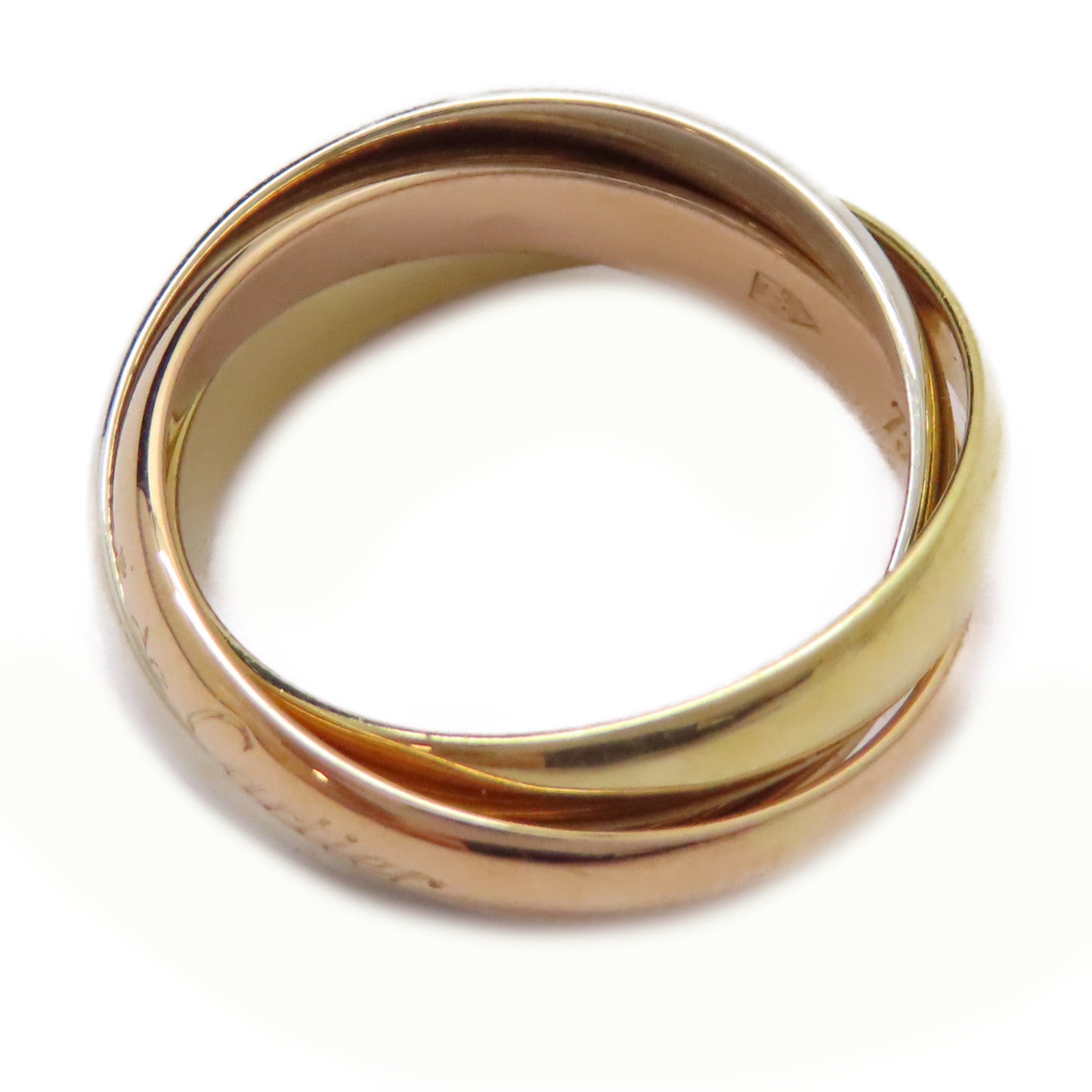 CARTIER 18K黃金/白金/玫瑰金Trinity Ring戒指US#5.75/Cartier#51