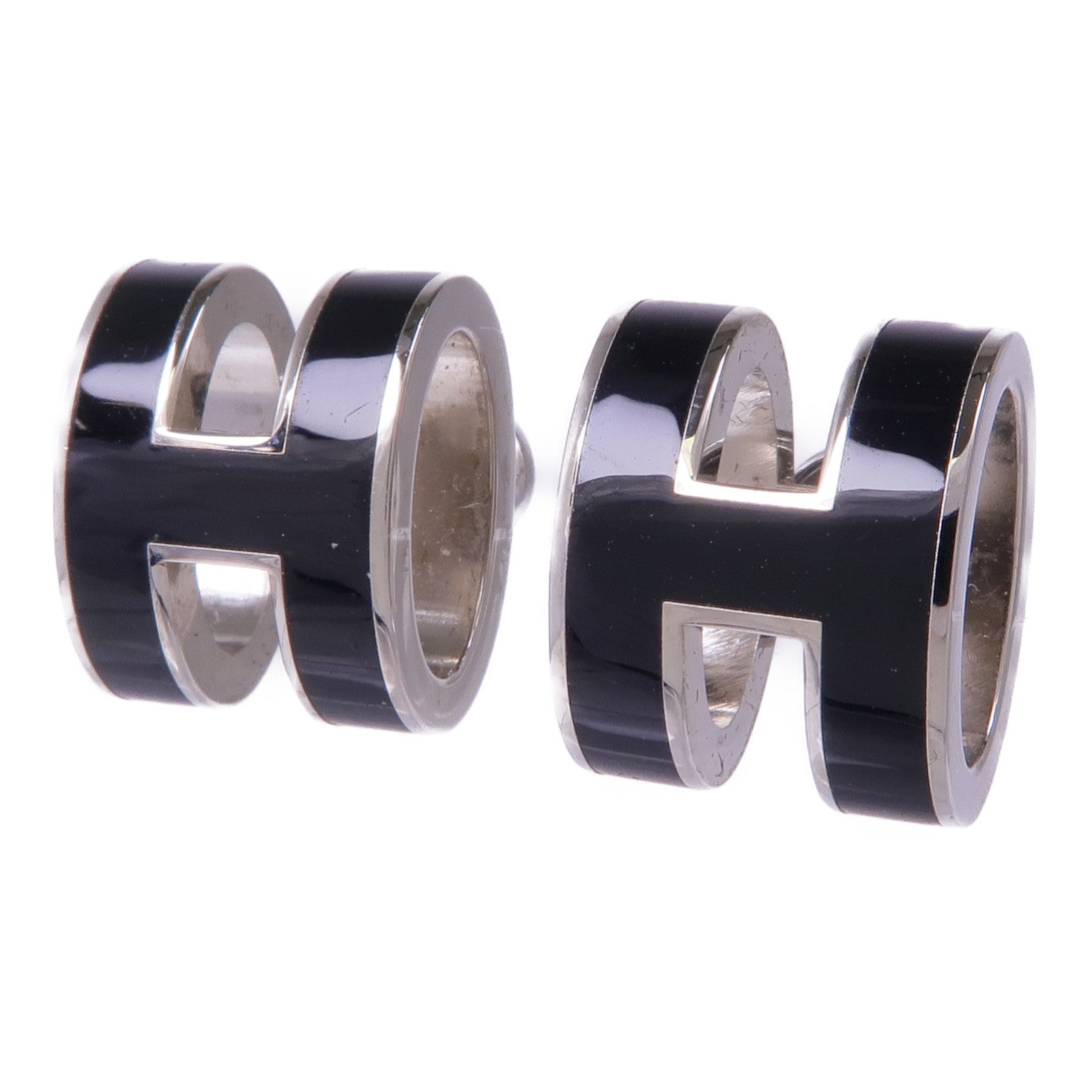 HERMES 金屬Pop H Earrings耳環Noir