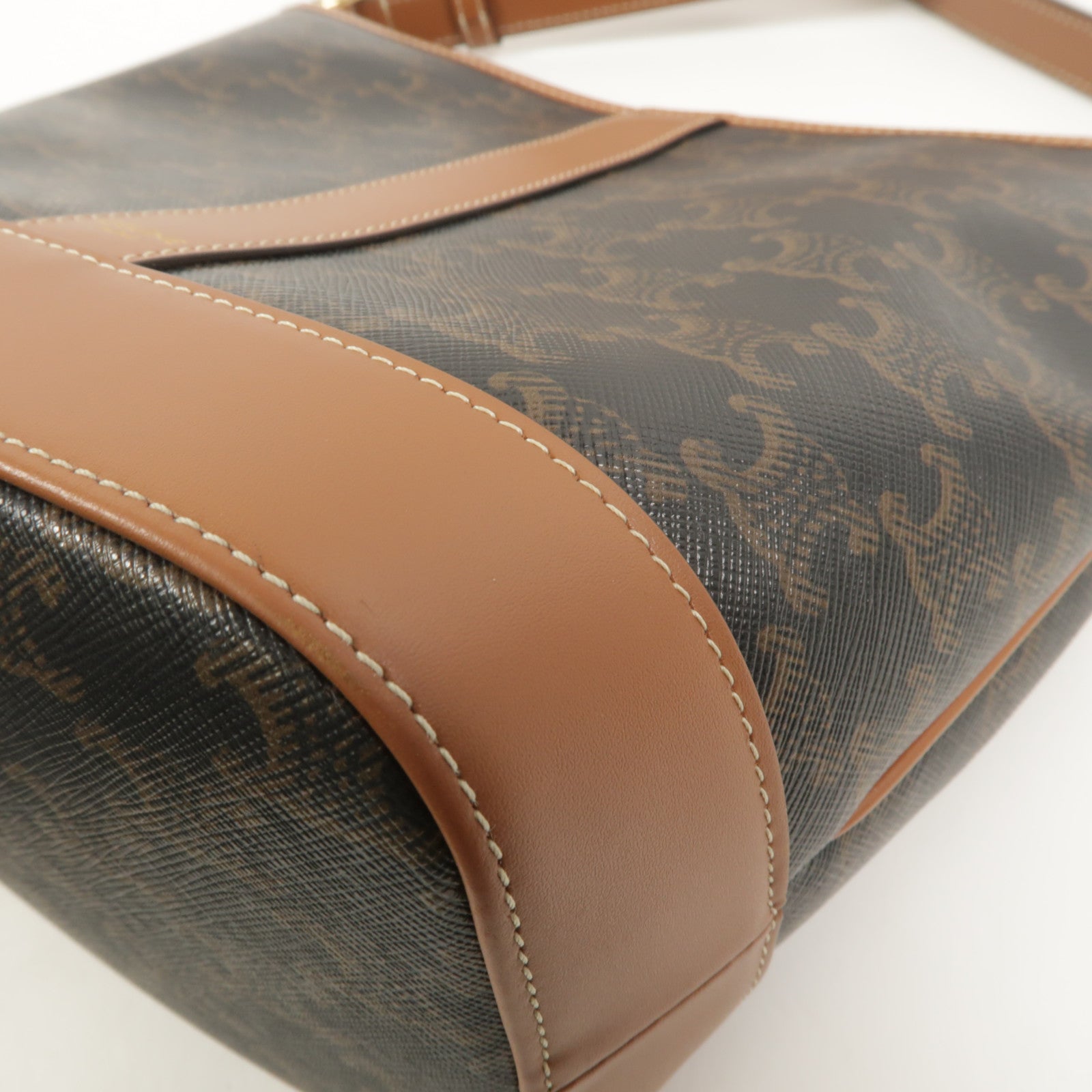CELINE 塗層帆布/牛皮皮革Triomphe Small Bucket肩背袋
