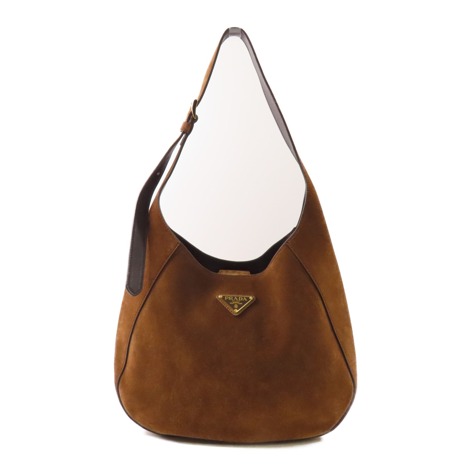 PRADA 皮革Medium Suede金扣肩背袋