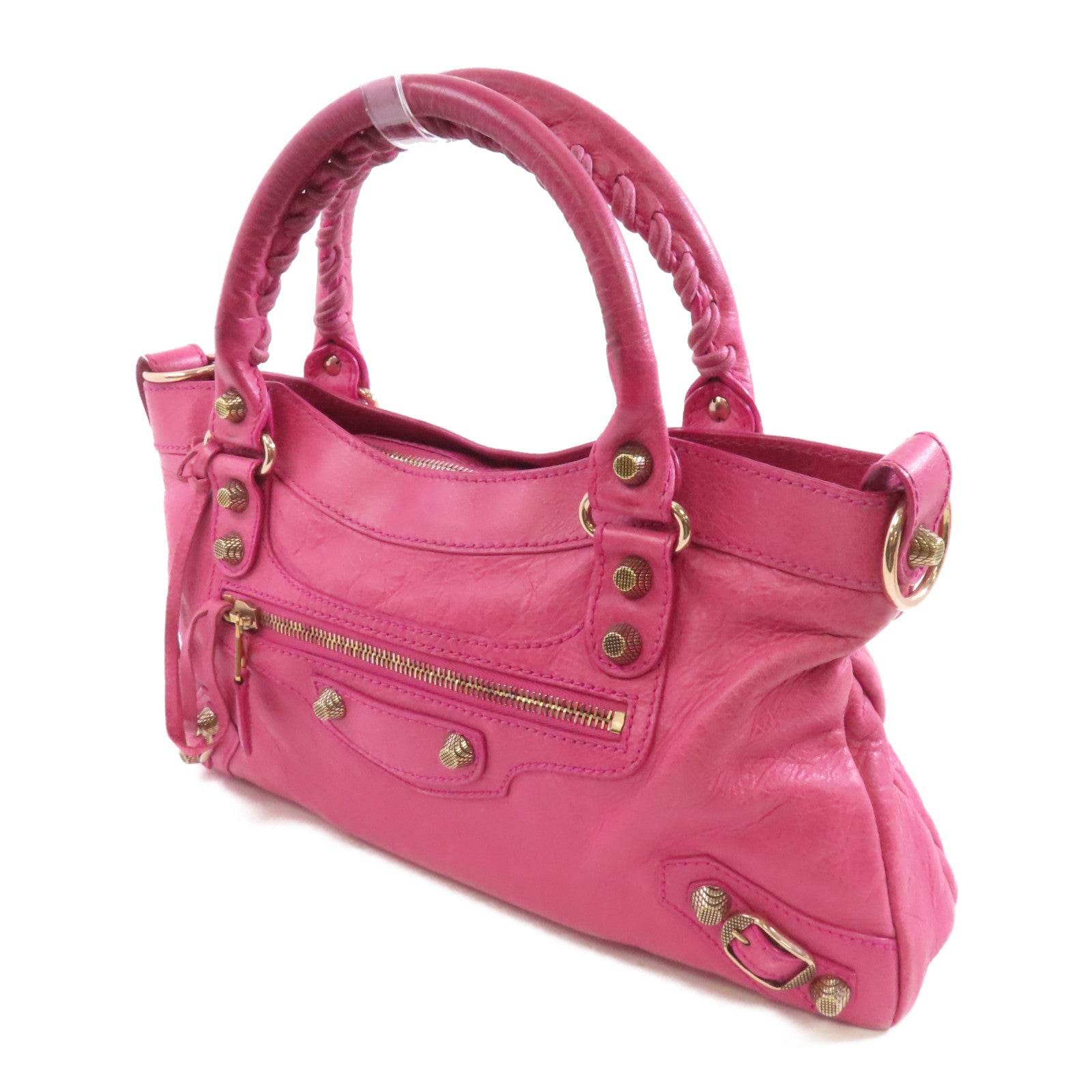BALENCIAGA 羊皮皮革Hand Bag金扣手挽肩背兩用袋粉紅色