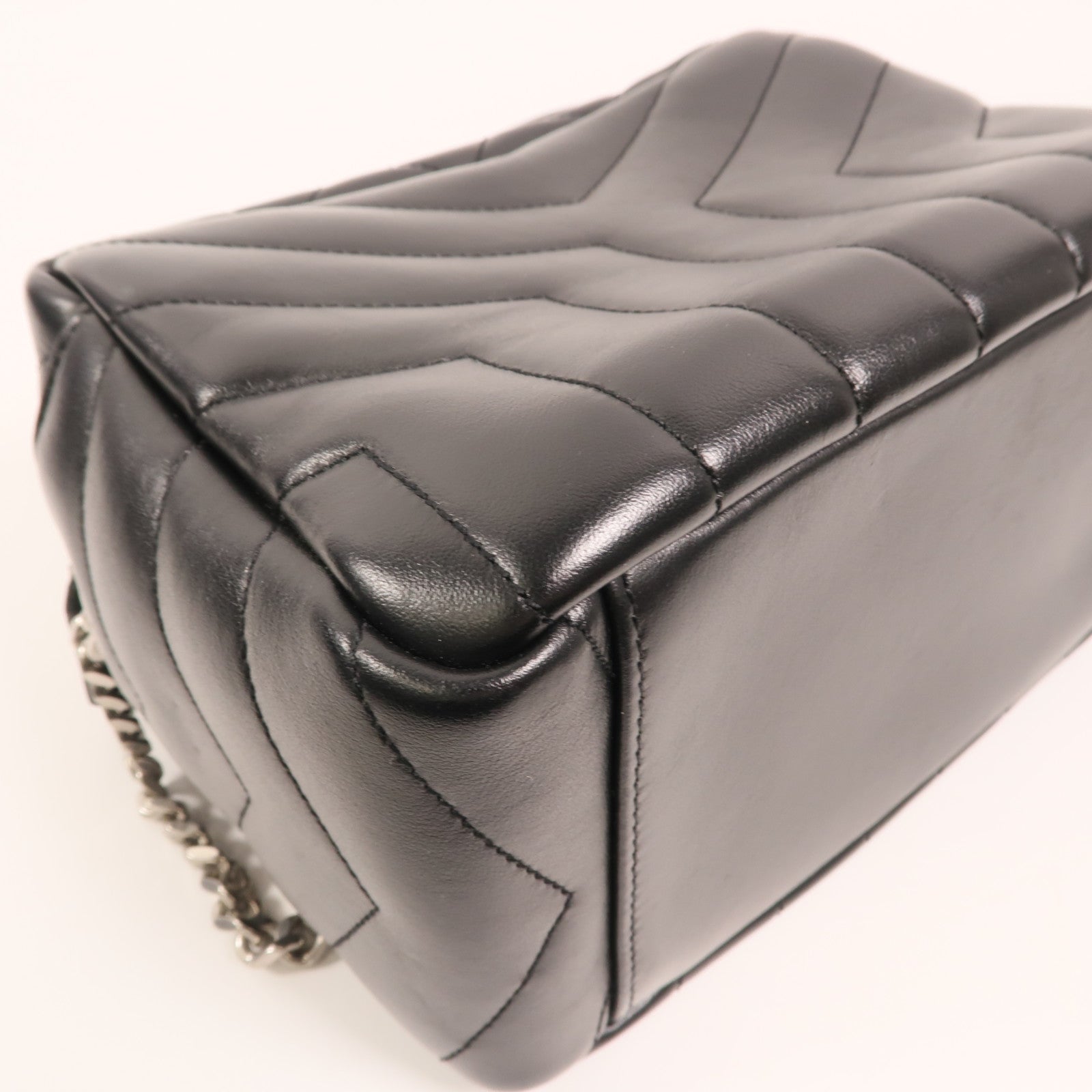 SAINT LAURENT 牛皮皮革Loulou Bag銀扣鏈帶肩背袋