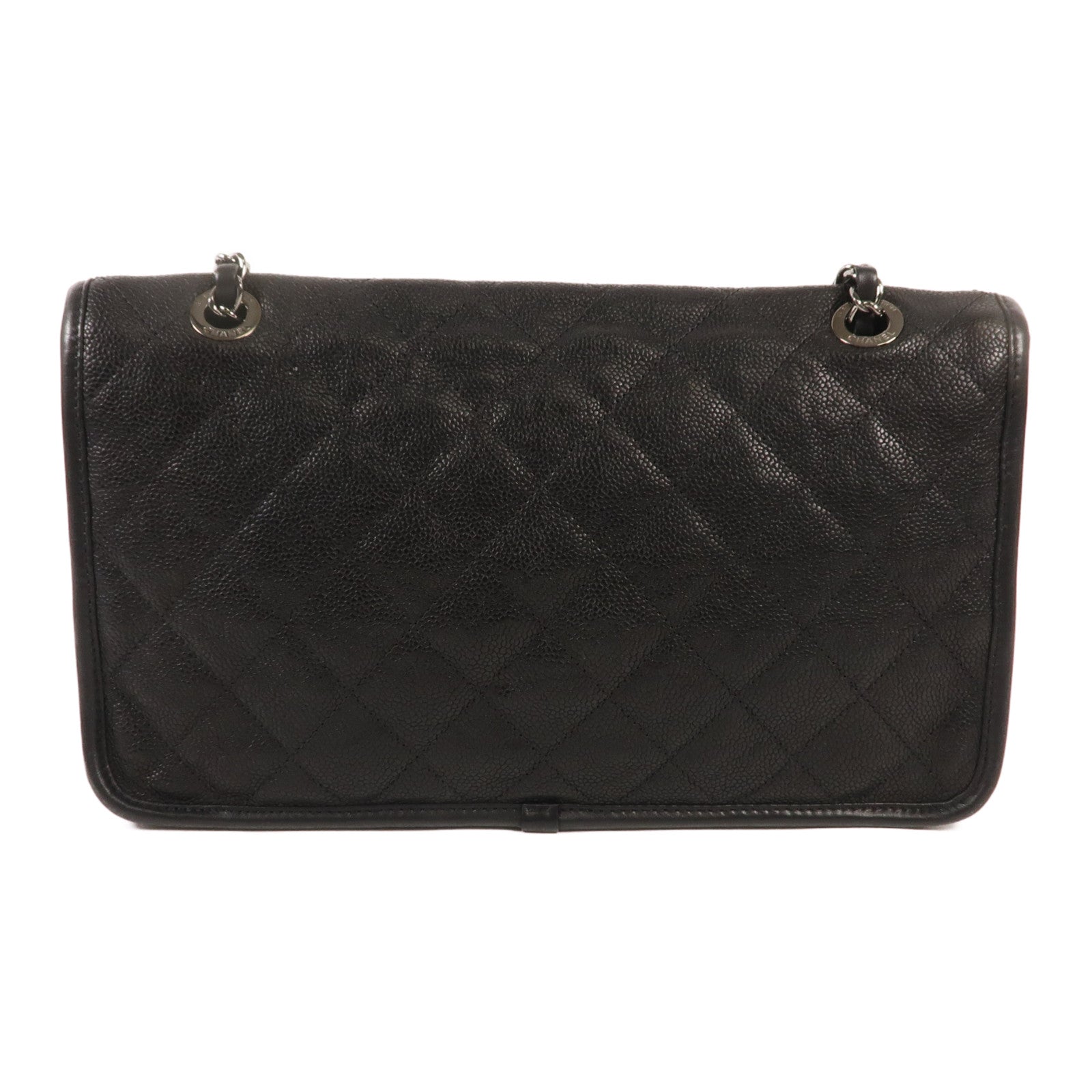 CHANEL 牛皮皮革Chain Shoulder銀扣鏈帶肩背袋