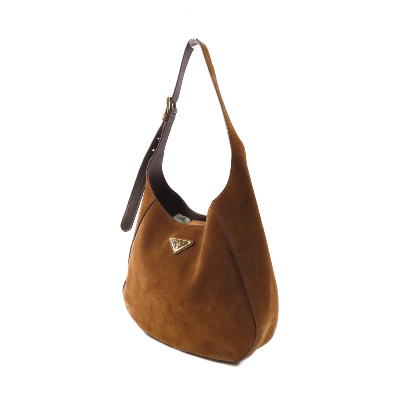 PRADA 皮革Medium Suede金扣肩背袋