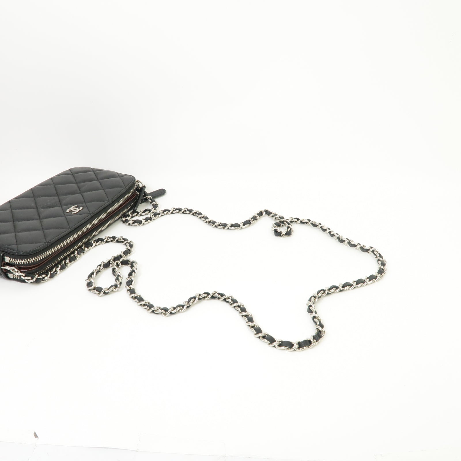 CHANEL 【激減優惠】菱格羊皮皮革Chain Shoulder Bag銀扣鏈帶肩背袋黒色