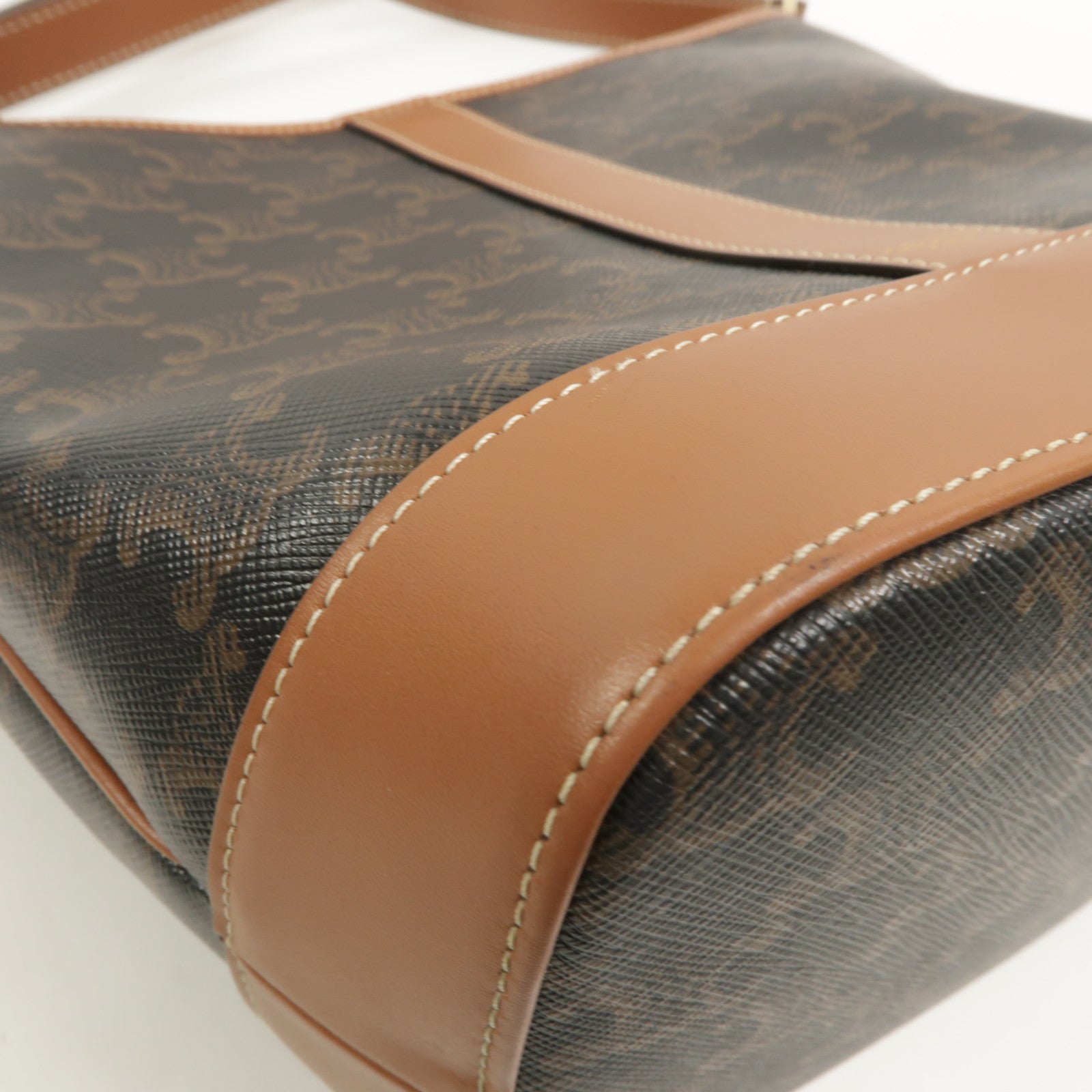 CELINE 塗層帆布/牛皮皮革Triomphe Small Bucket肩背袋