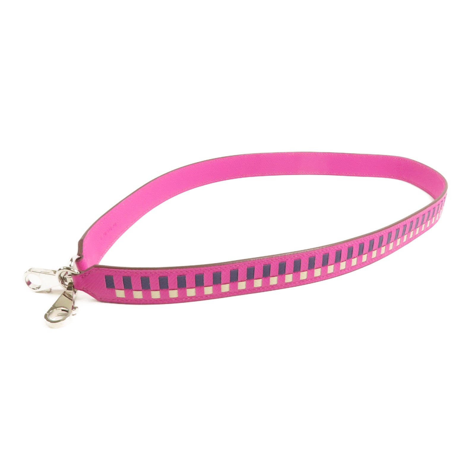 HERMES Epsom皮革Shoulder Strap銀扣肩背帶Rose Pourpre