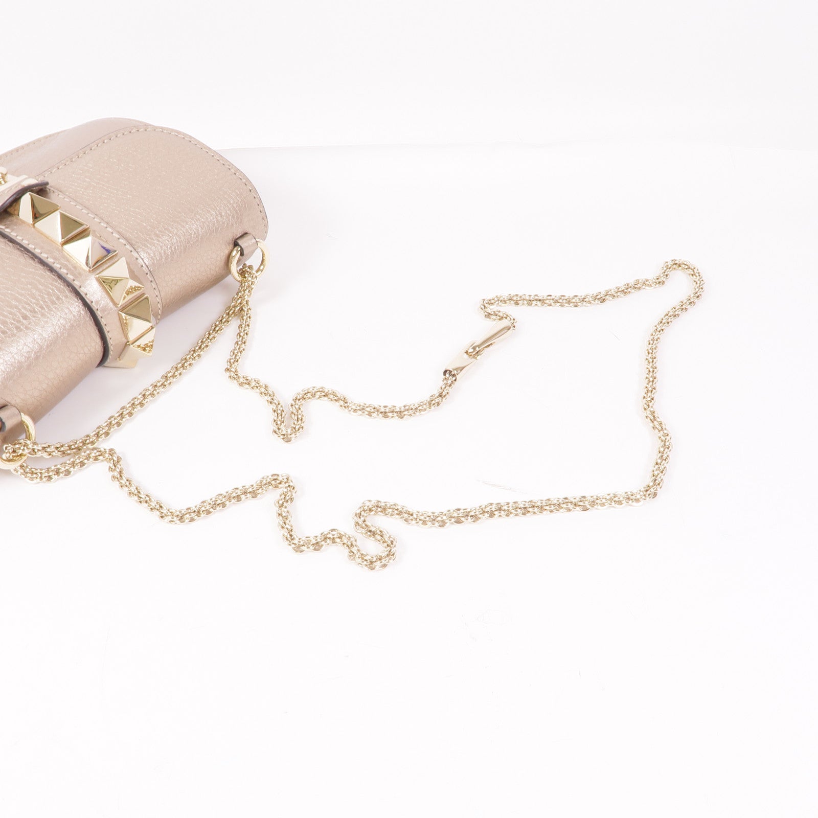 Valentino 牛皮皮革Chain Shoulder金扣鏈帶肩背袋