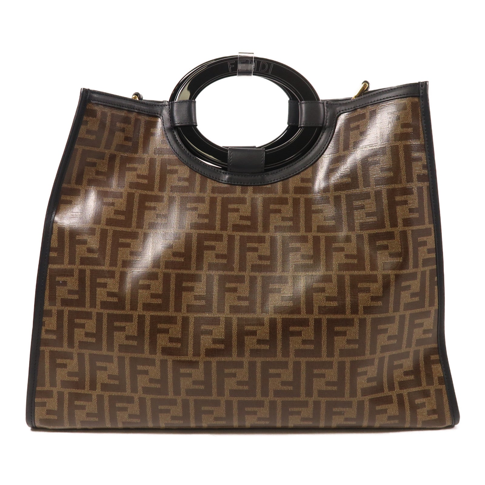FENDI 塗層帆布Runaway Shopping金扣手挽肩背兩用袋