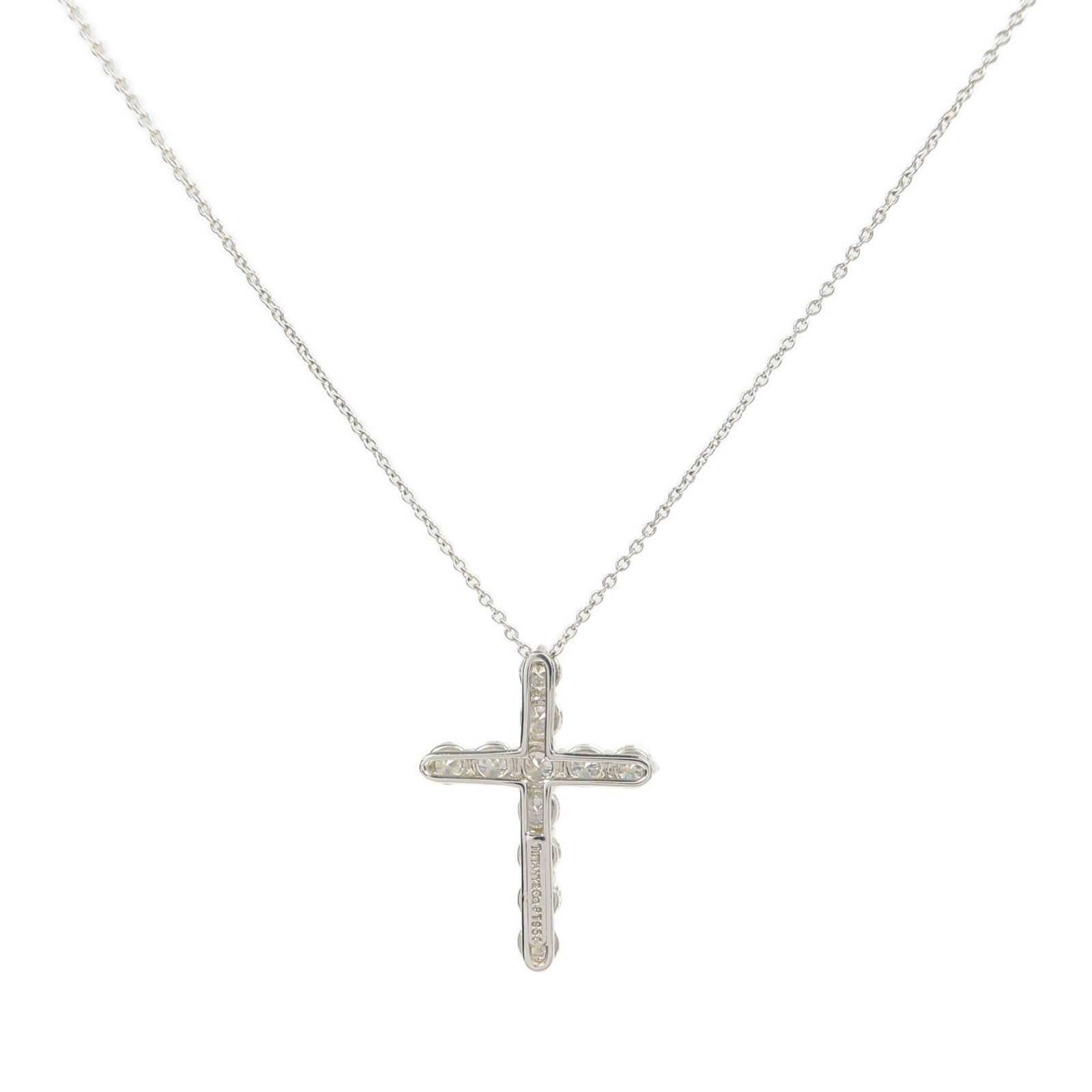 TIFFANY＆CO PT950鉑金One Large Cross Diamond鑽石項鍊