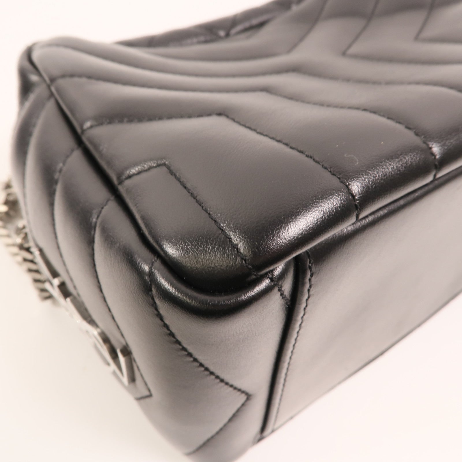 SAINT LAURENT 牛皮皮革Loulou Bag銀扣鏈帶肩背袋