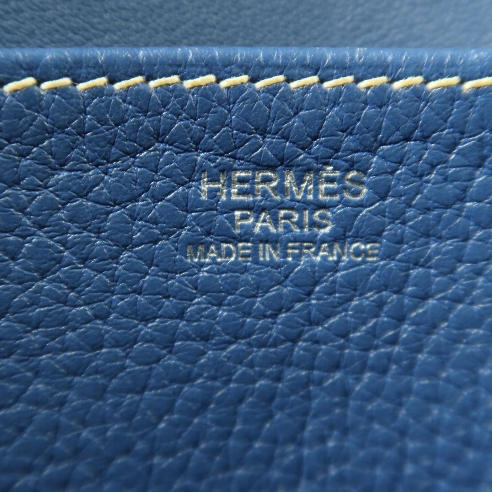 HERMES 【激減優惠】Clemence皮革Halzan 31銀扣手挽肩背兩用袋Bleu Agate