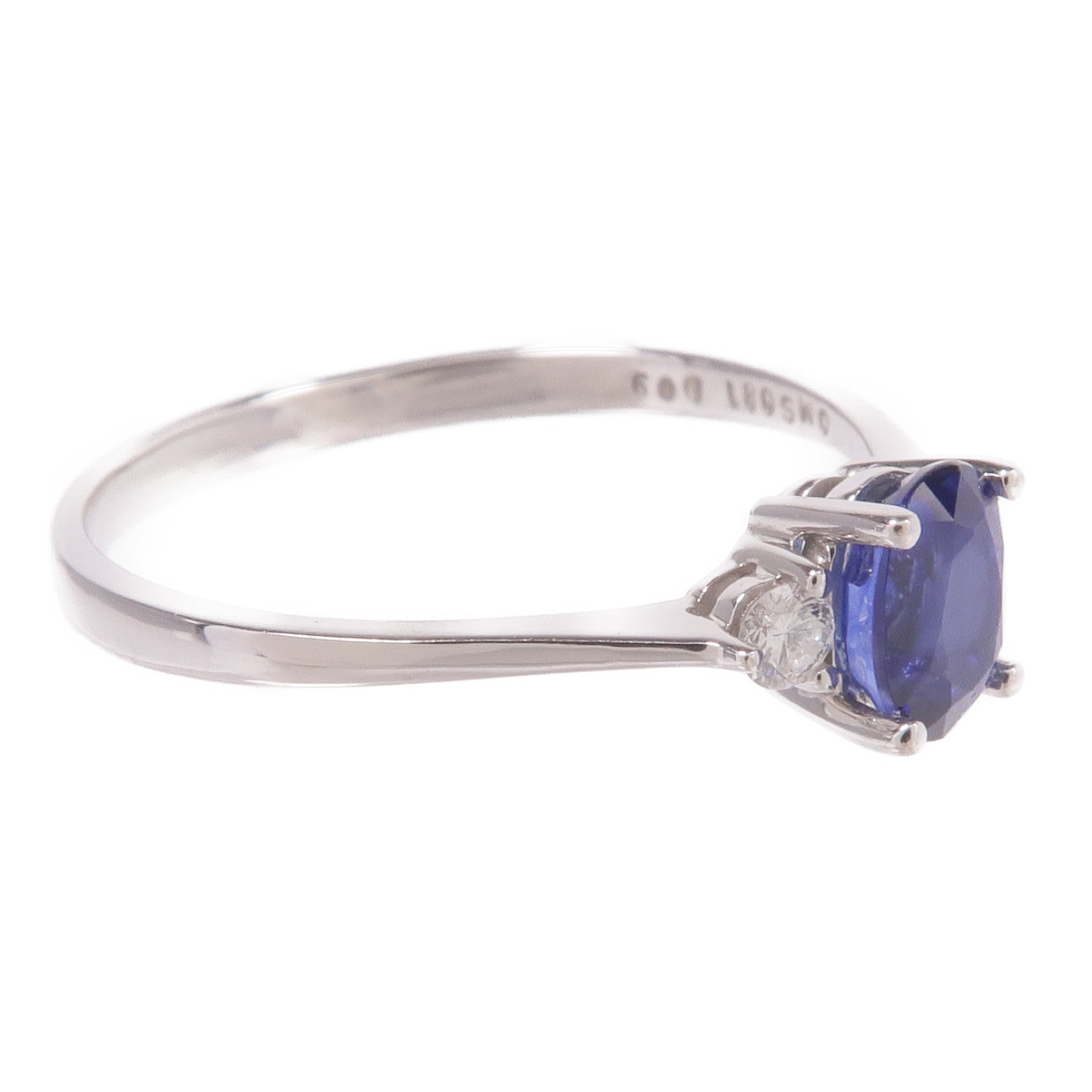 JEWELRY 18K白金Sapphire Diamond Ring藍寶石/鑽石戒指US#8