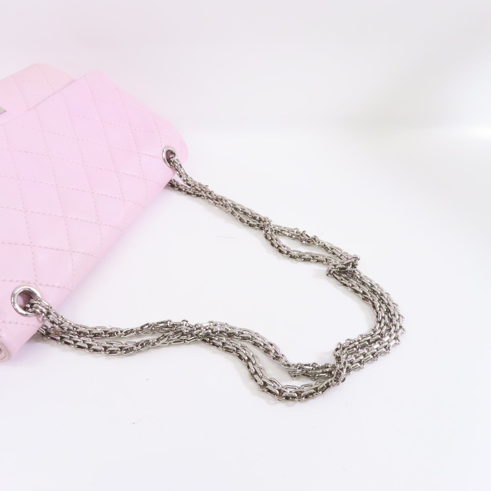 CHANEL 【激減優惠】菱格羊皮皮革2.55 Chain Shoulder Bag銀扣鏈帶肩背袋銀色